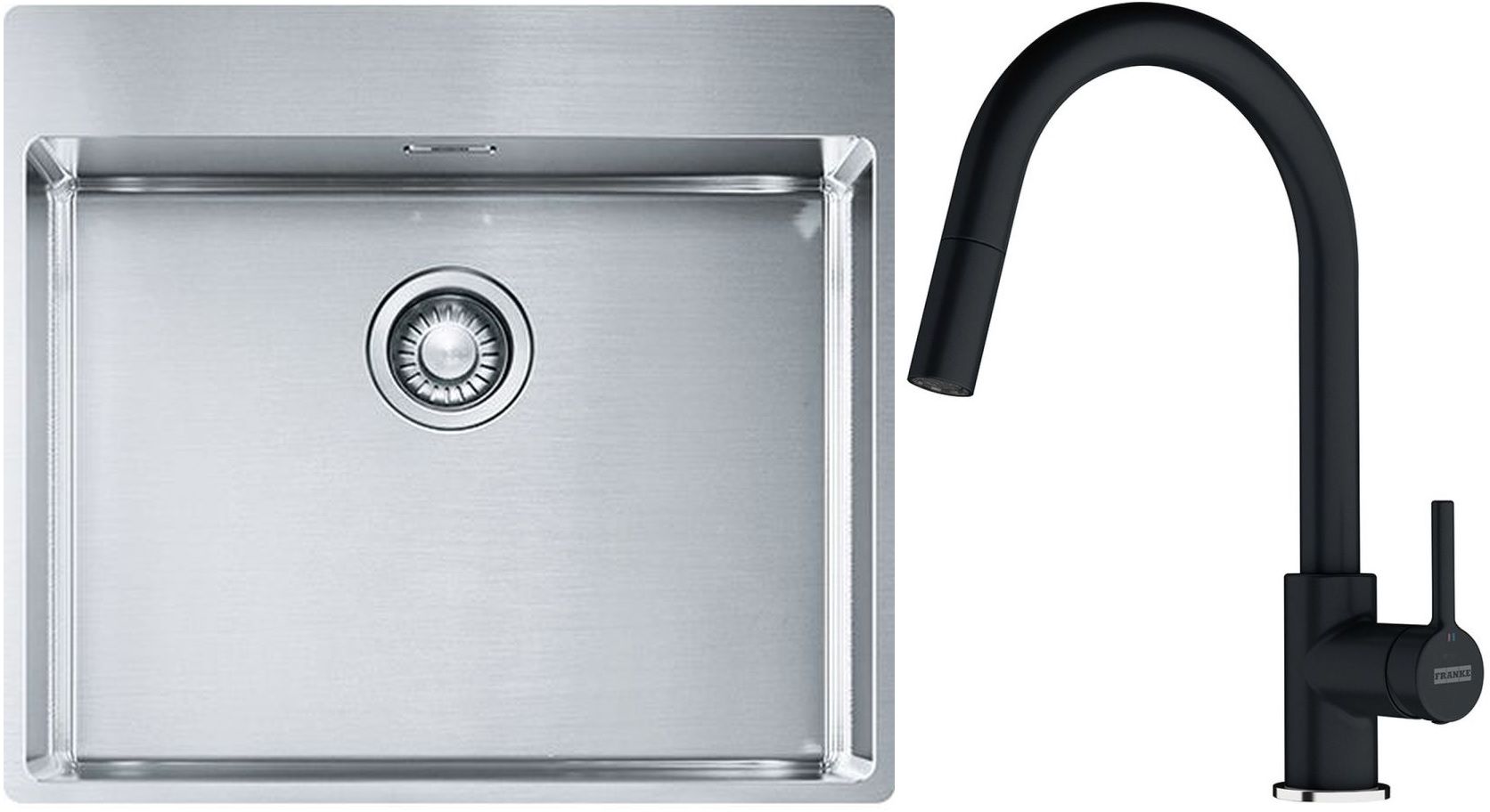 Set évier en acier inoxydable Franke Box 127.0369.295, mitigeur de cuisine Franke Lina 115.0626.055