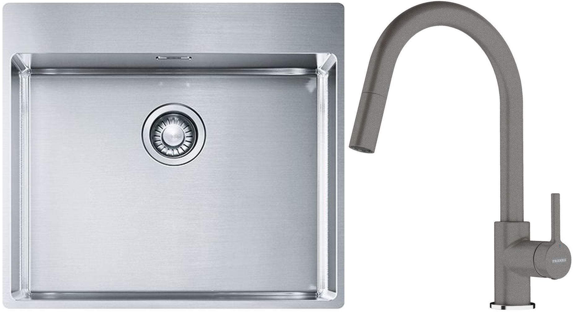 Set évier en acier inoxydable Franke Box 127.0369.295, mitigeur de cuisine Franke Lina 115.0626.057