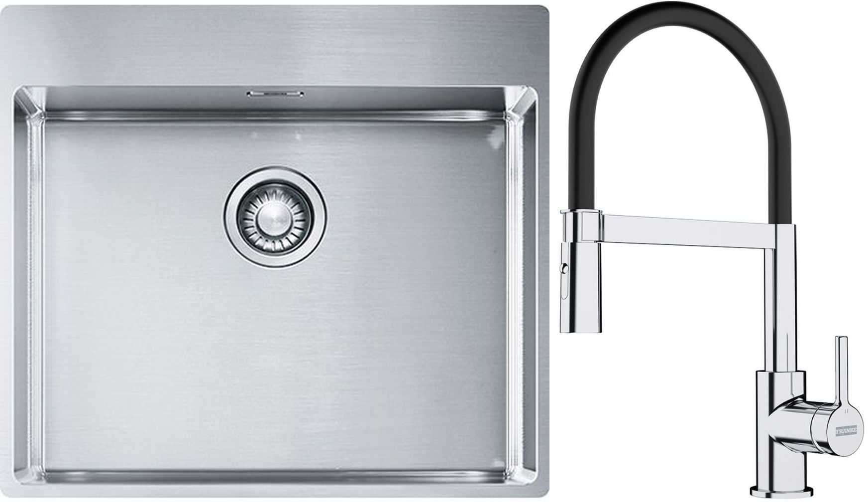 Set évier en acier inoxydable Franke Box 127.0369.295, mitigeur de cuisine Franke Lina 115.0626.085