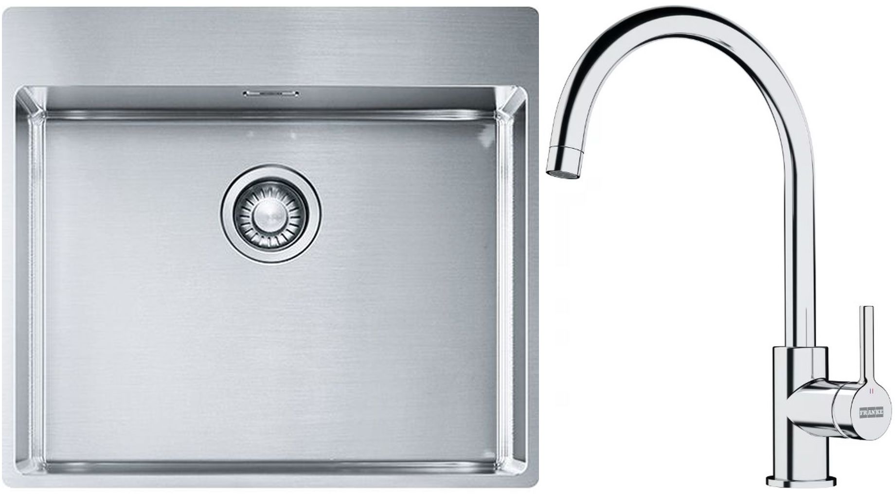 Set évier en acier inoxydable Franke Box 127.0369.295, mitigeur de cuisine Franke Lina 115.0693.228