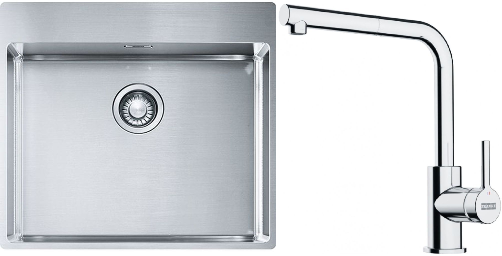 Set évier en acier inoxydable Franke Box 127.0369.295, mitigeur de cuisine Franke Lina 115.0712.420