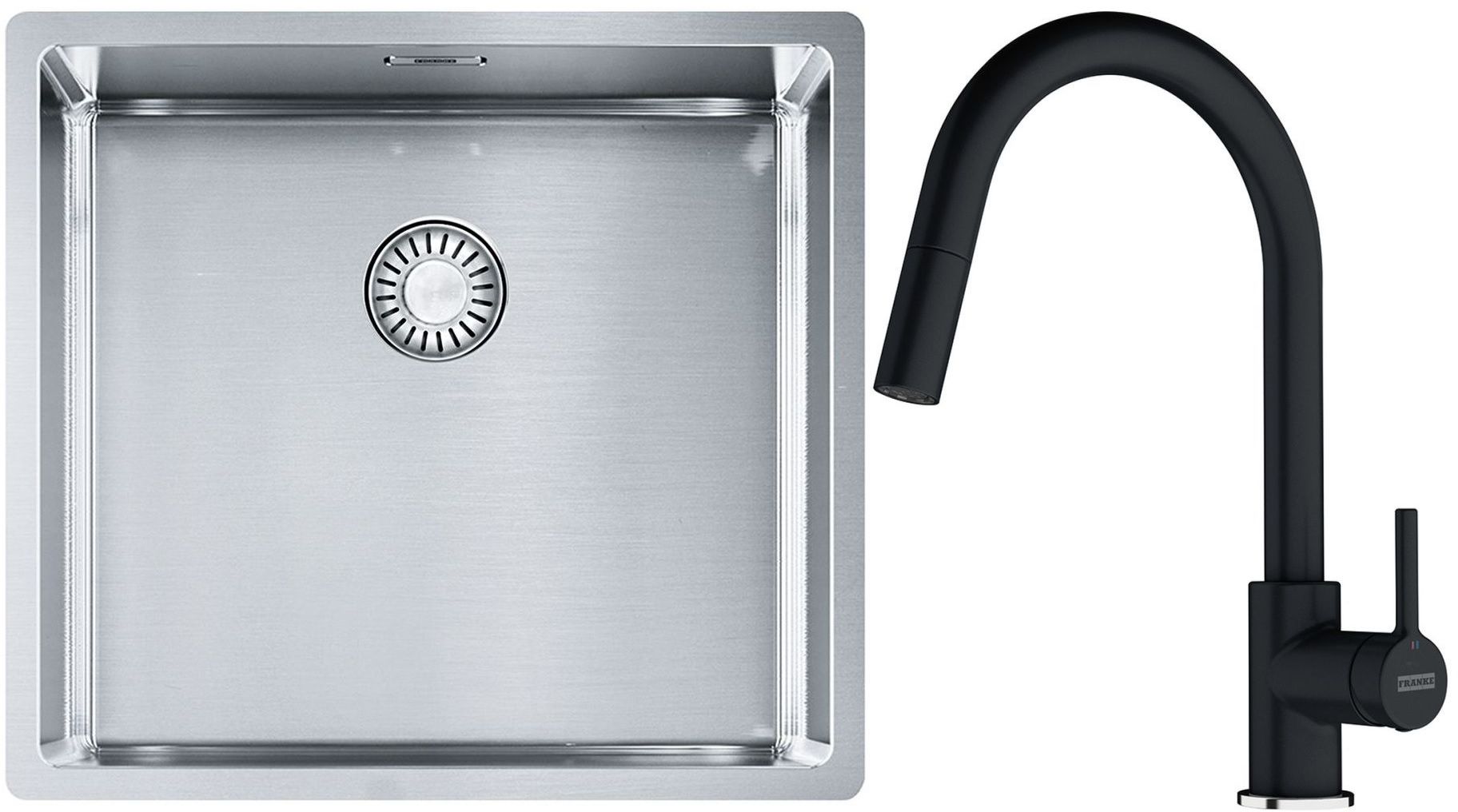 Set évier en acier inoxydable Franke Box 127.0453.655, mitigeur de cuisine Franke Lina 115.0626.055