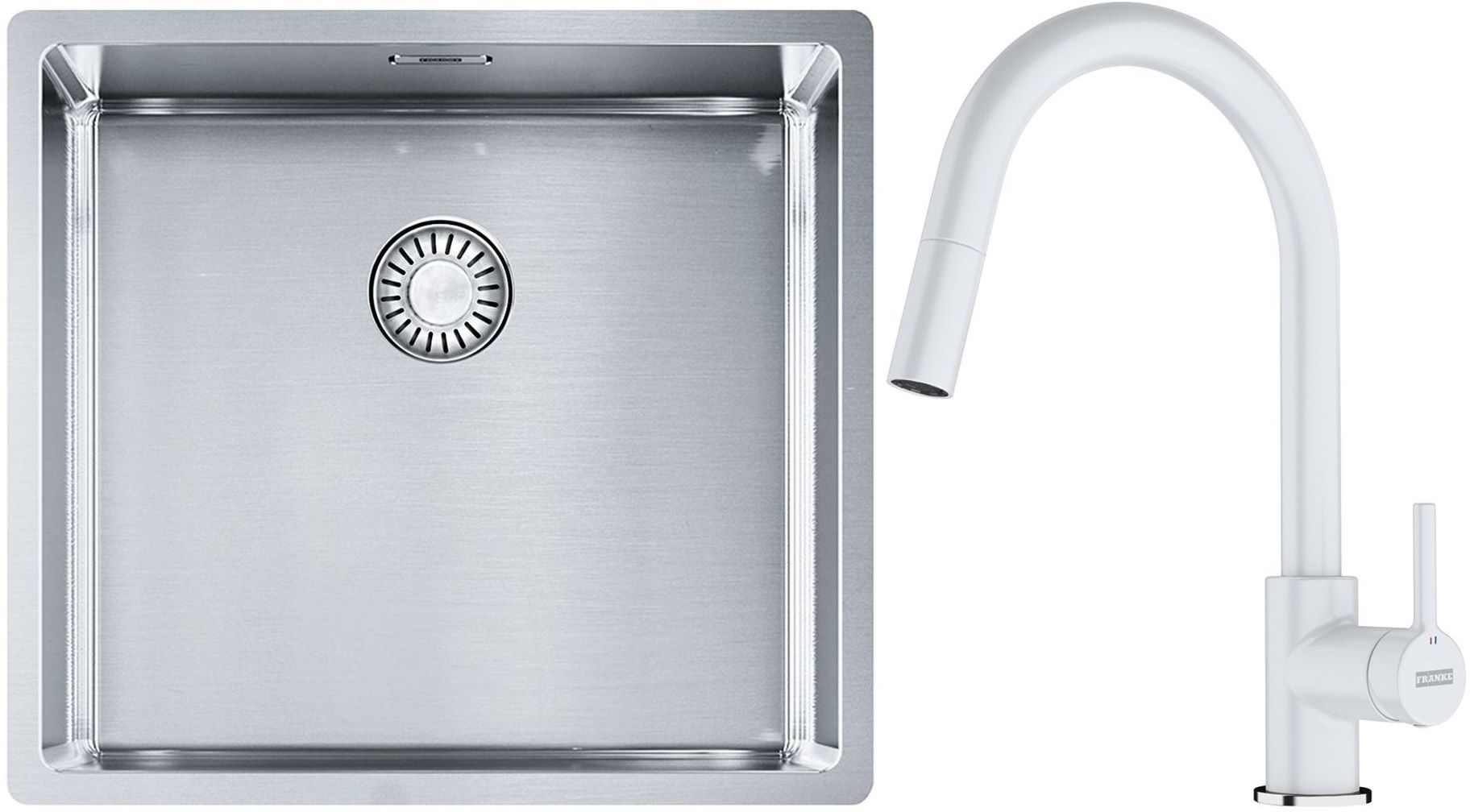 Set évier en acier inoxydable Franke Box 127.0453.655, mitigeur de cuisine Franke Lina 115.0626.081