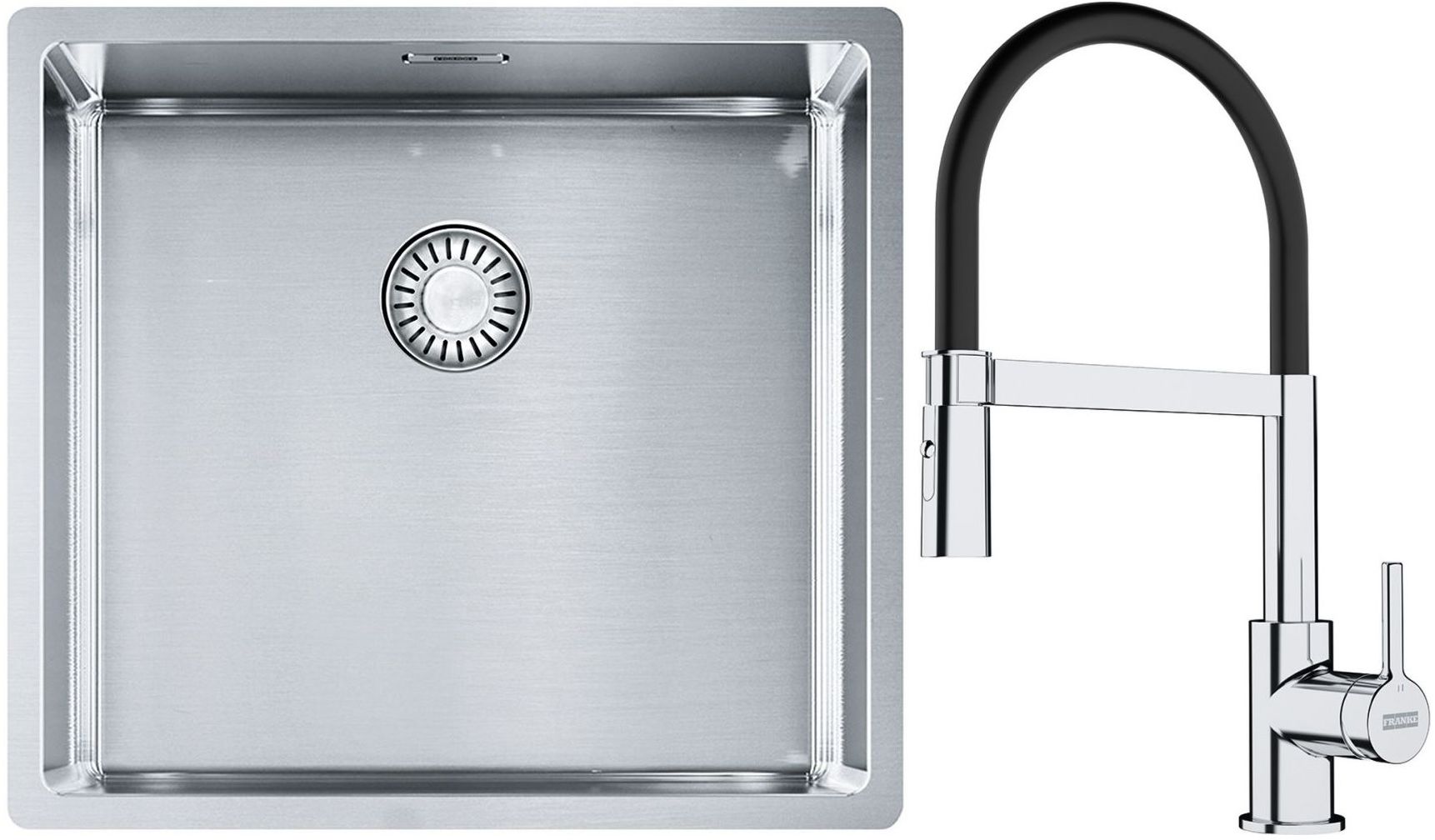 Set évier en acier inoxydable Franke Box 127.0453.655, mitigeur de cuisine Franke Lina 115.0626.085