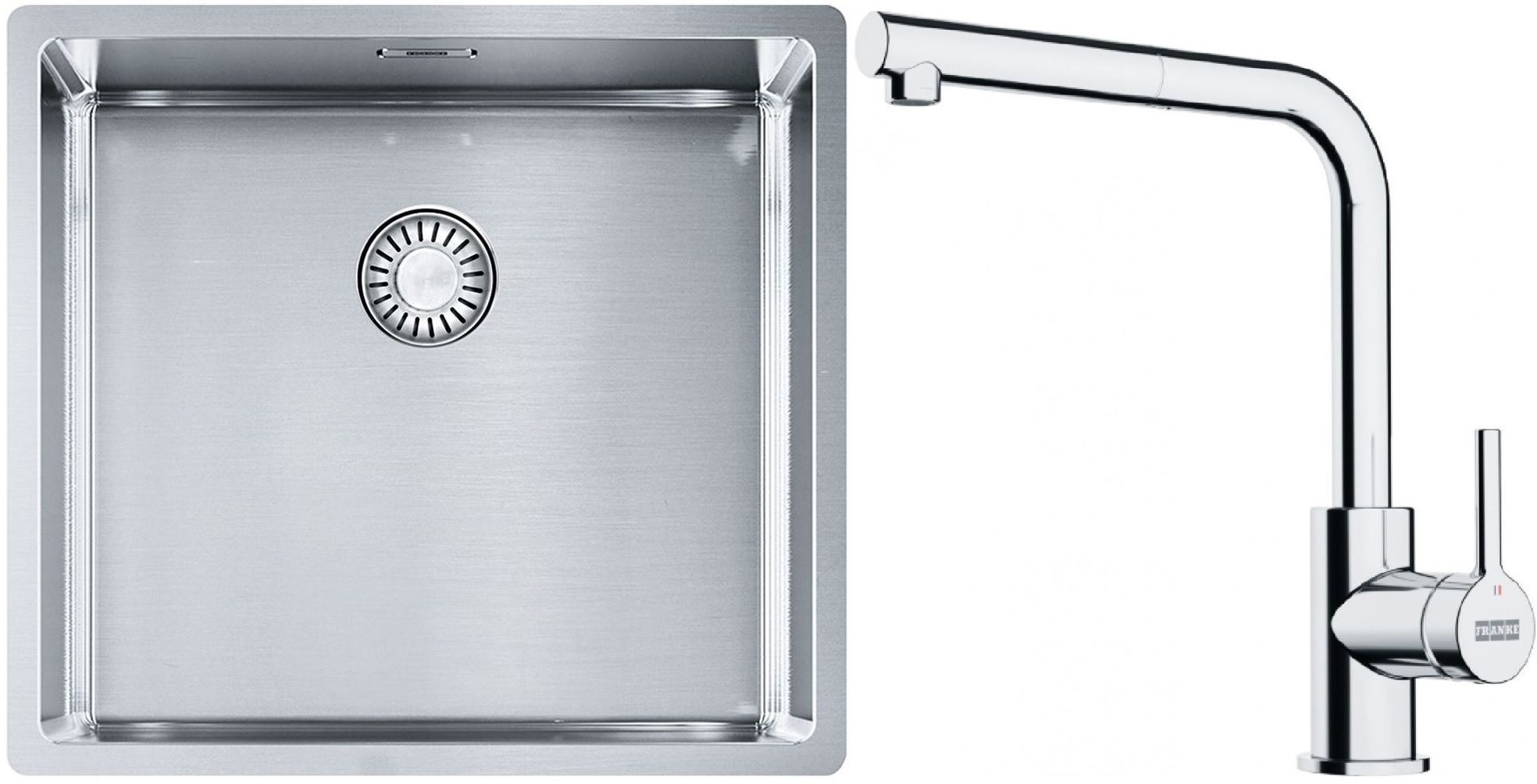 Set évier en acier inoxydable Franke Box 127.0453.655, mitigeur de cuisine Franke Lina 115.0712.420