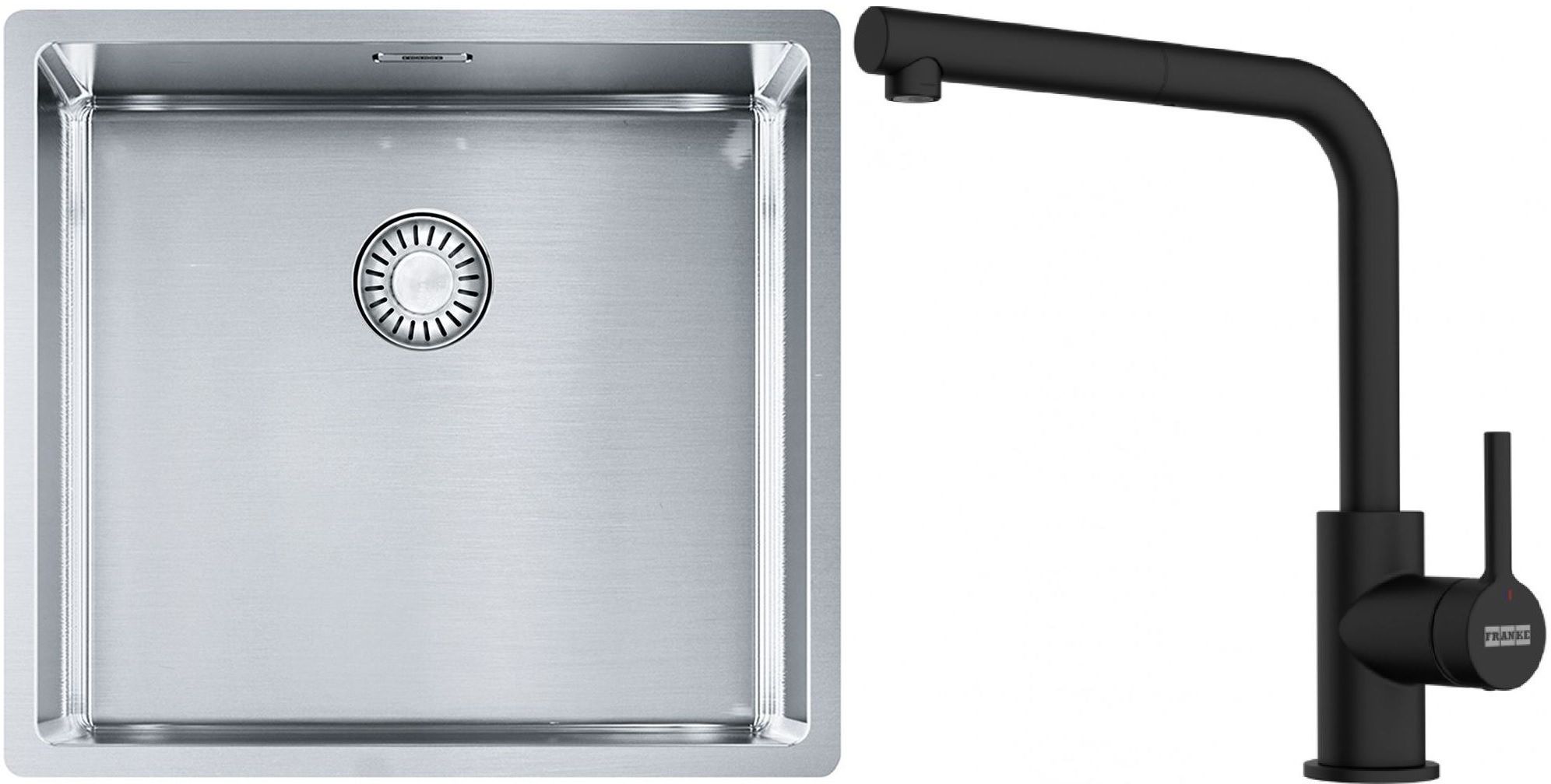 Set évier en acier inoxydable Franke Box 127.0453.655, mitigeur de cuisine Franke Lina 115.0712.435
