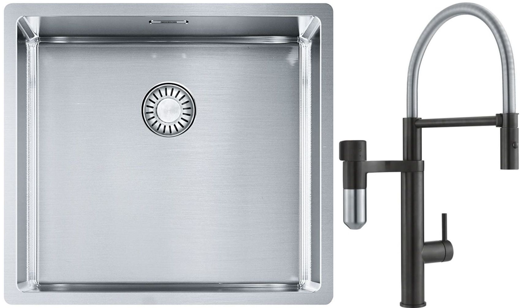 Set mitigeur de cuisine Franke Vital Semi-Pro 120.0621.313, évier en acier inoxydable Franke Box 127.0453.655