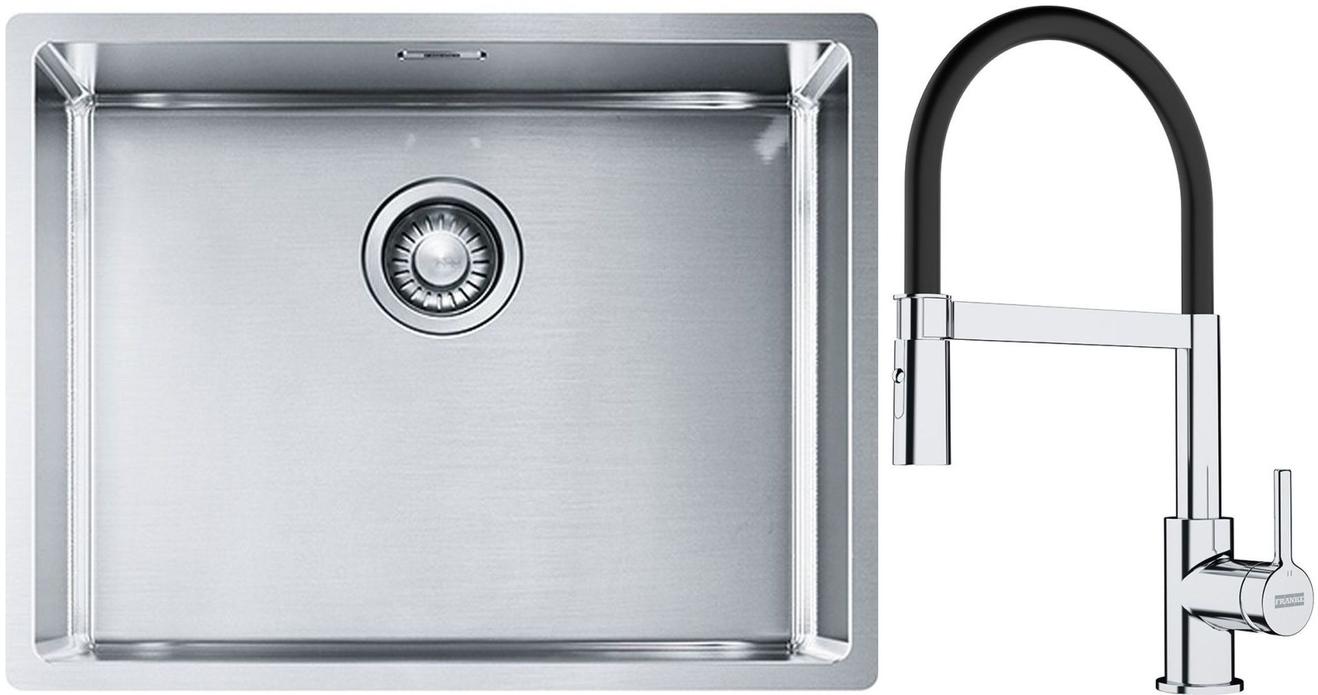 Set évier en acier inoxydable Franke Box 127.0453.660, mitigeur de cuisine Franke Lina 115.0626.085