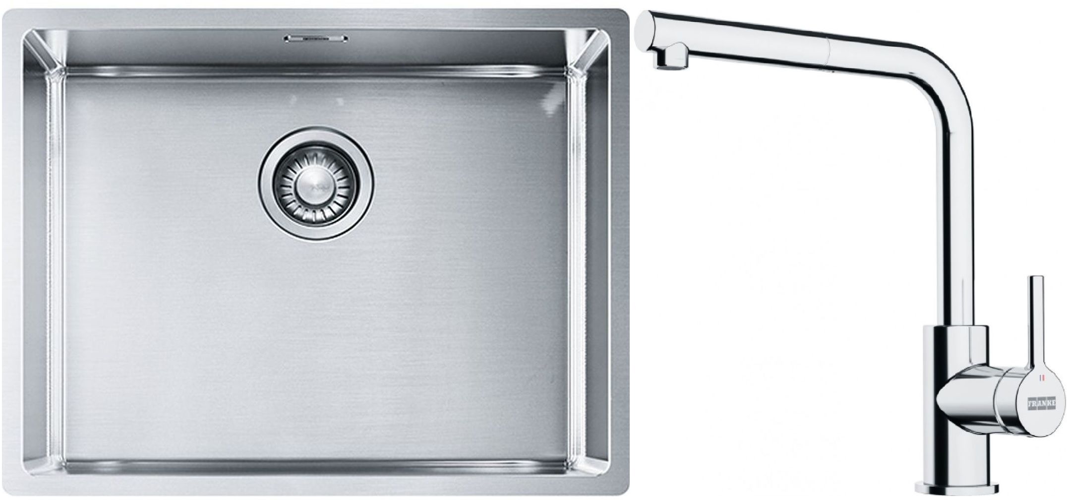 Set évier en acier inoxydable Franke Box 127.0453.660, mitigeur de cuisine Franke Lina 115.0712.420