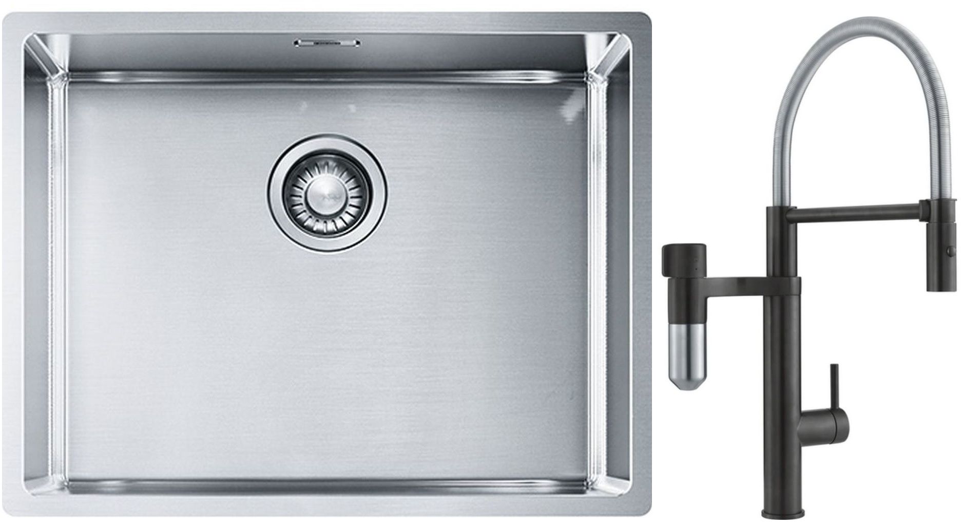 Set mitigeur de cuisine Franke Vital Semi-Pro 120.0621.313, évier en acier inoxydable Franke Box 127.0453.660