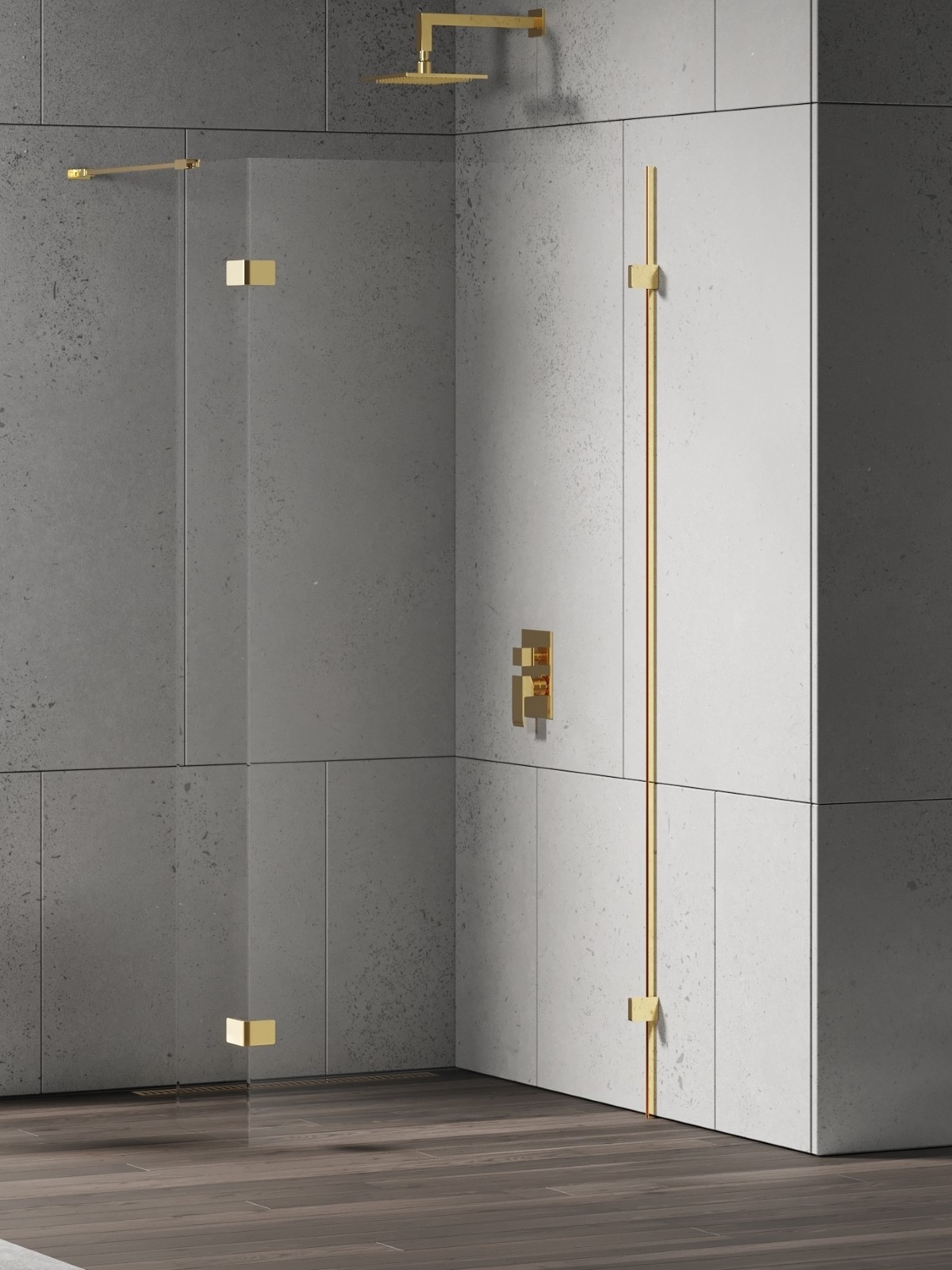 New Trendy Eventa Gold Shine ścianka prysznicowa walk-in 130 cm złoty połysk/szkło przezroczyste EXK-4856