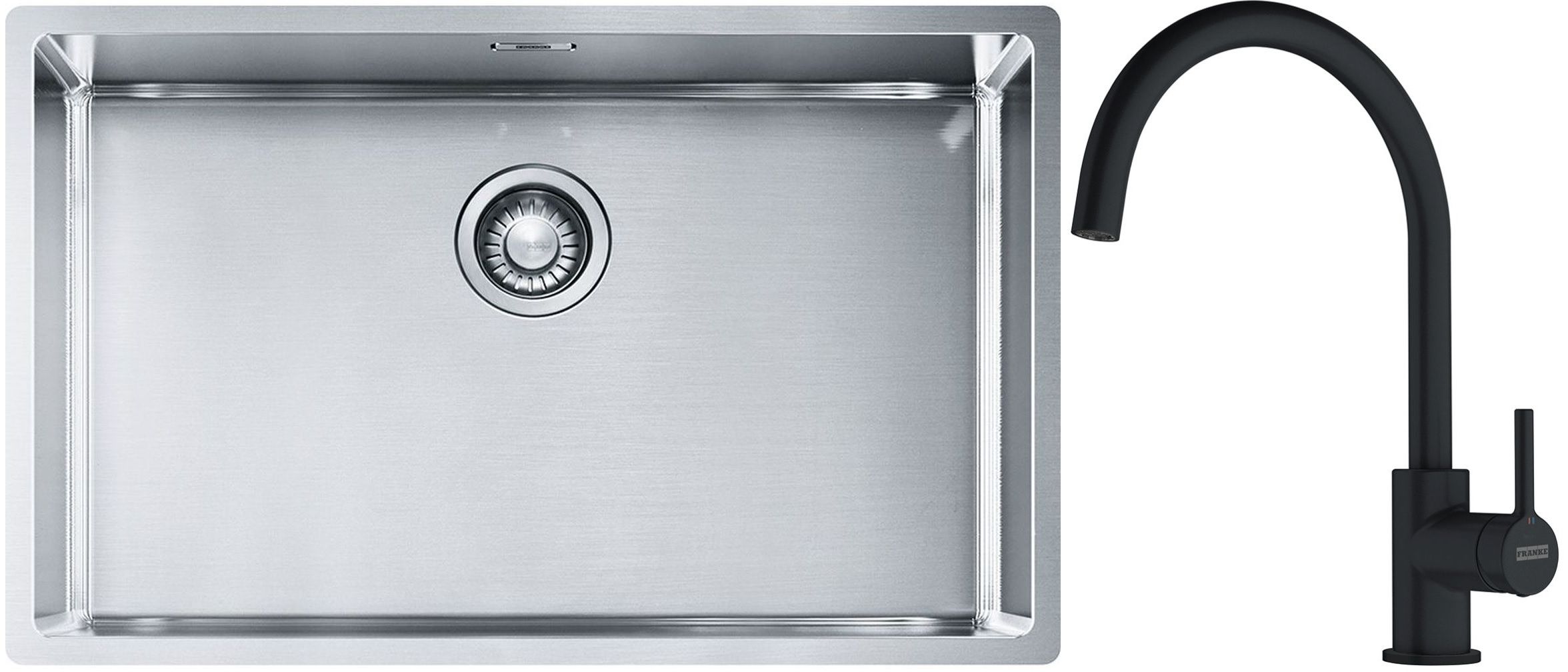 Set évier en acier inoxydable Franke Box 127.0453.658, mitigeur de cuisine Franke Lina 115.0626.019