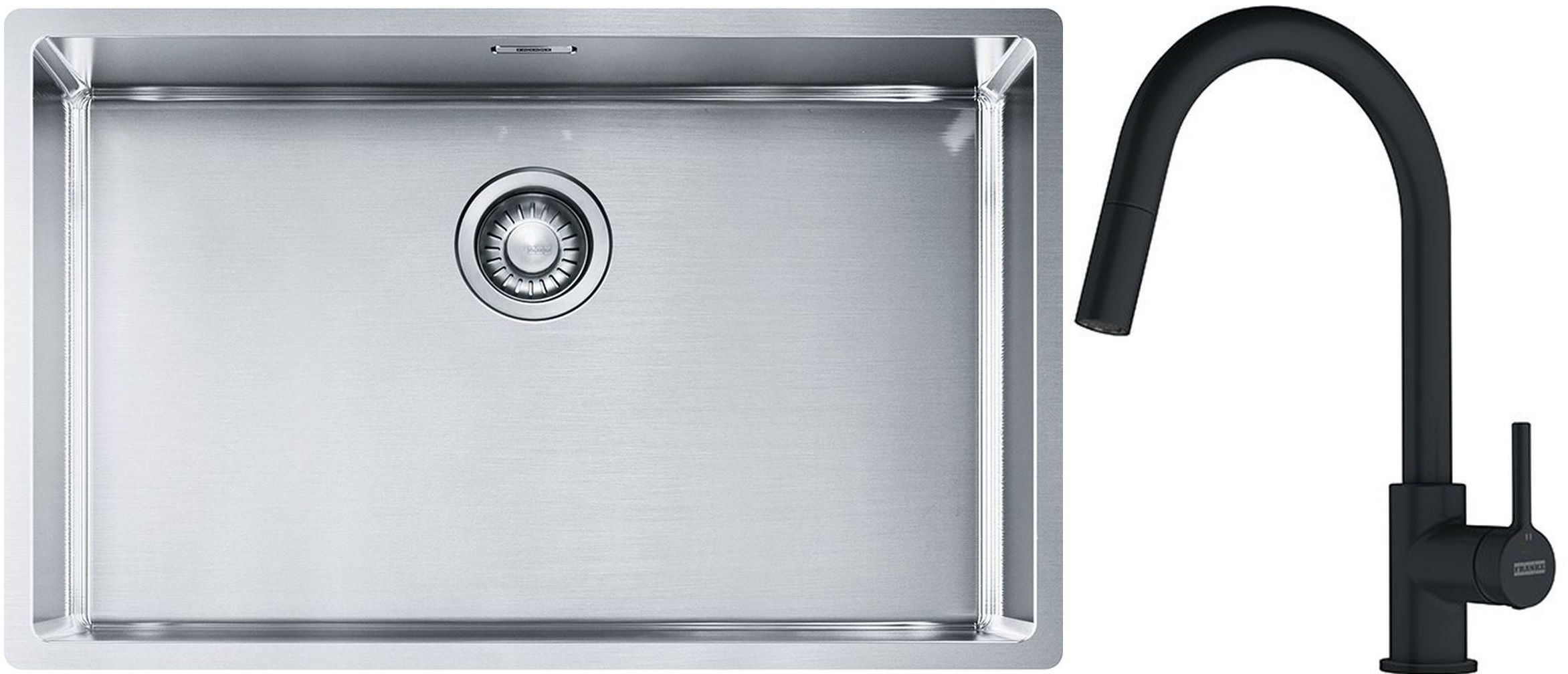 Set évier en acier inoxydable Franke Box 127.0453.658, mitigeur de cuisine Franke Lina 115.0626.053