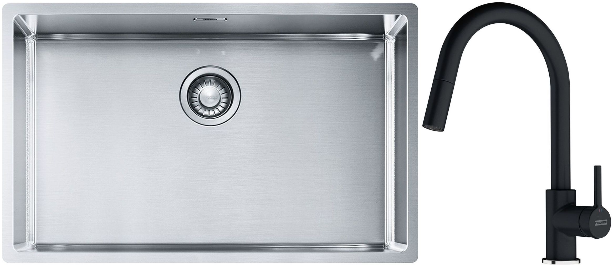 Set évier en acier inoxydable Franke Box 127.0453.658, mitigeur de cuisine Franke Lina 115.0626.055