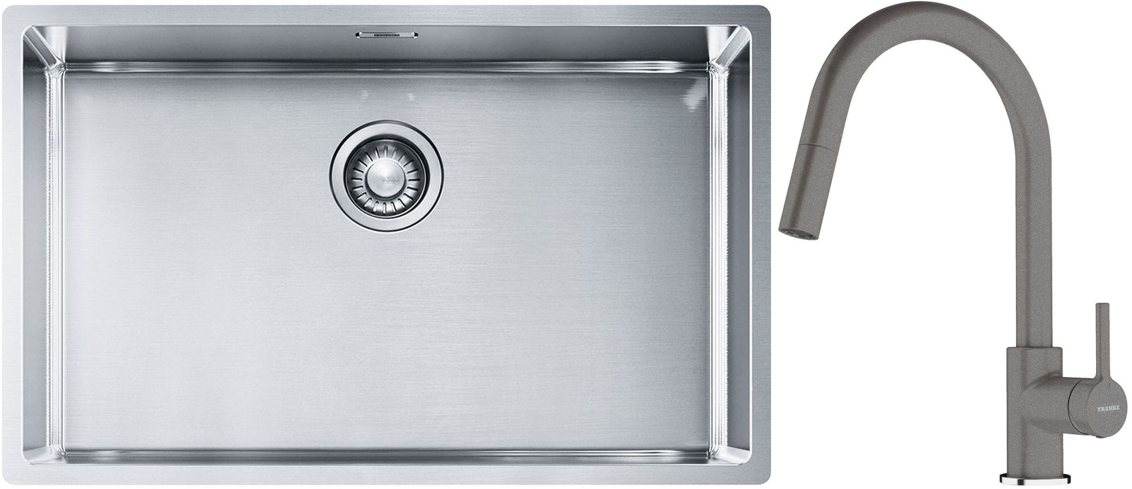 Set évier en acier inoxydable Franke Box 127.0453.658, mitigeur de cuisine Franke Lina 115.0626.057