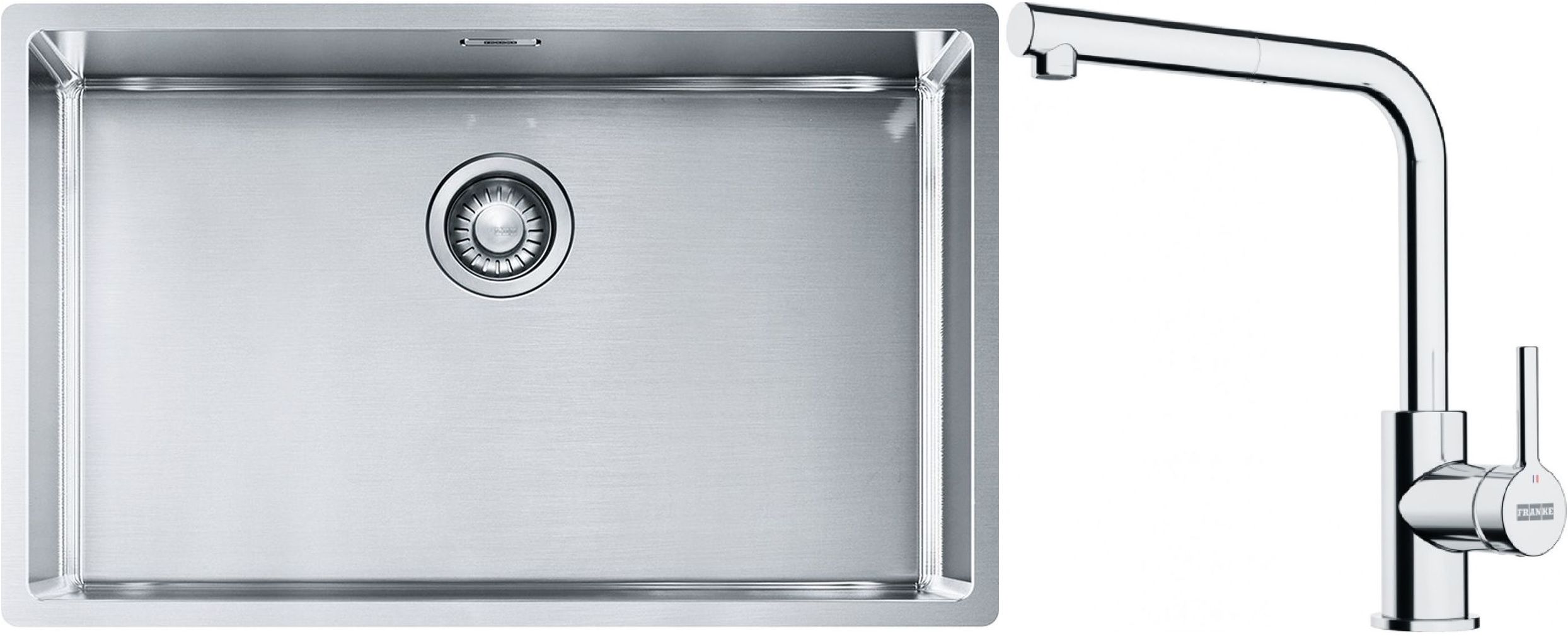 Set évier en acier inoxydable Franke Box 127.0453.658, mitigeur de cuisine Franke Lina 115.0712.420
