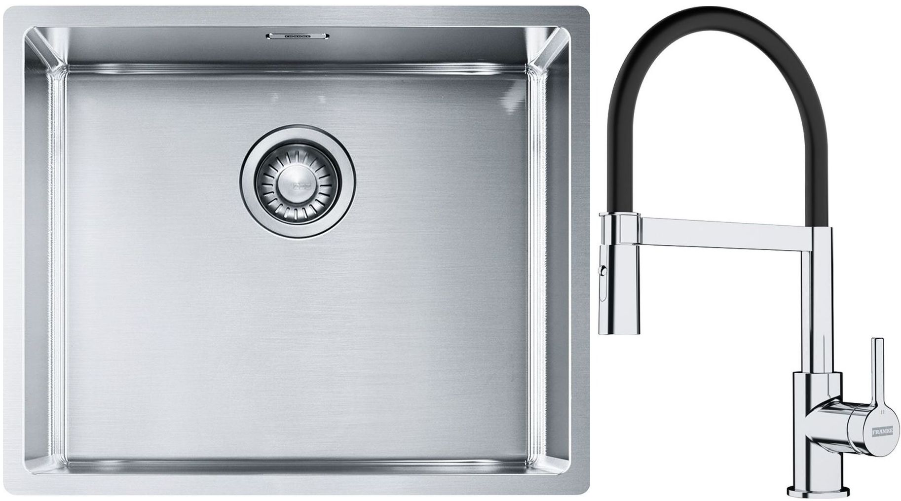 Set évier en acier inoxydable Franke Box 127.0453.656, mitigeur de cuisine Franke Lina 115.0626.085