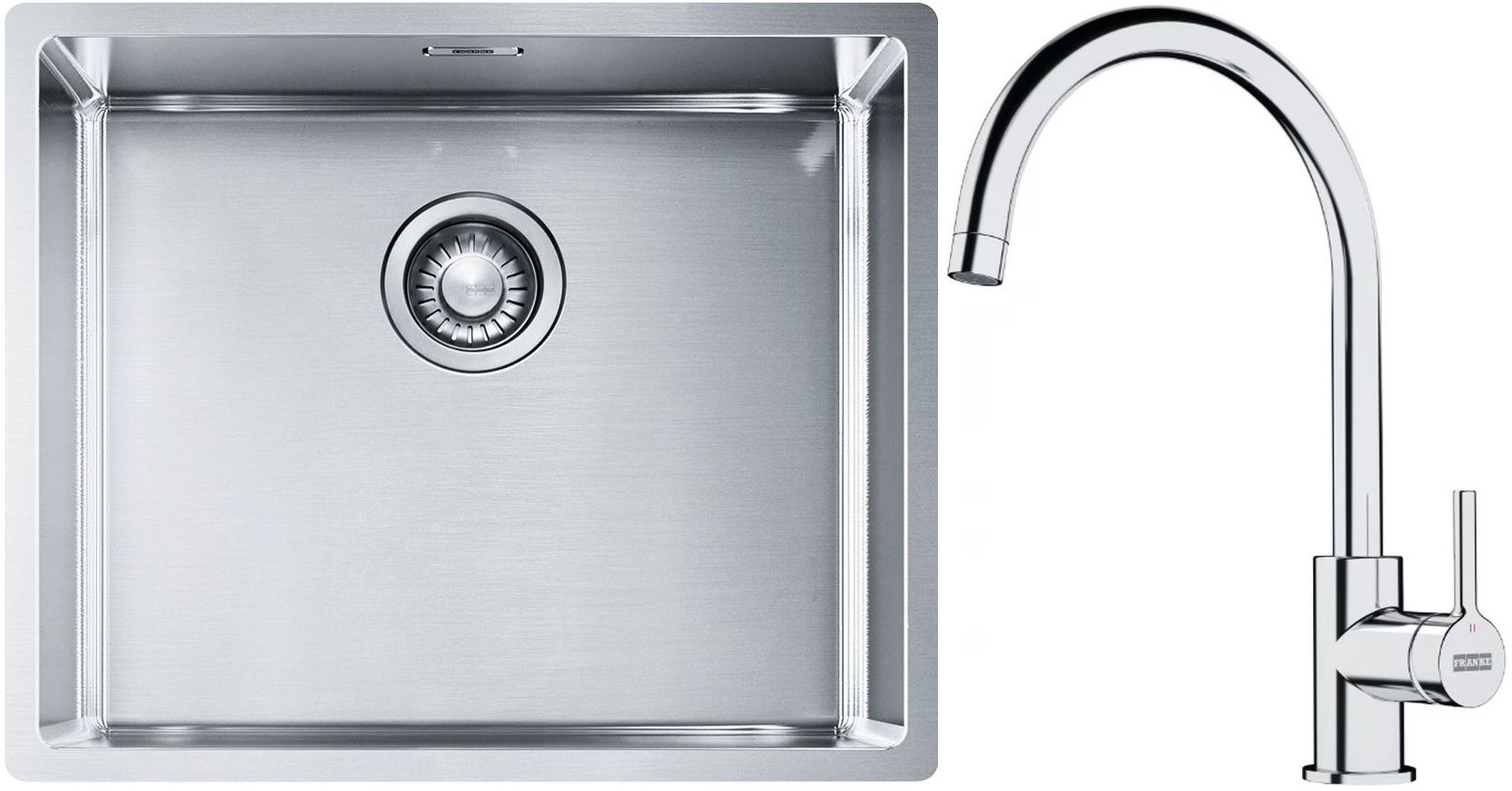 Set évier en acier inoxydable Franke Box 127.0453.656, mitigeur de cuisine Franke Lina 115.0693.228