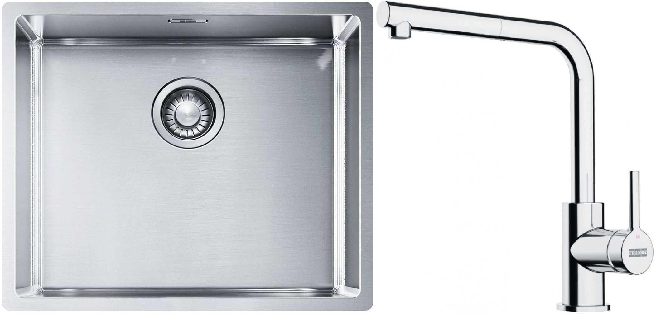 Set évier en acier inoxydable Franke Box 127.0453.656, mitigeur de cuisine Franke Lina 115.0712.420