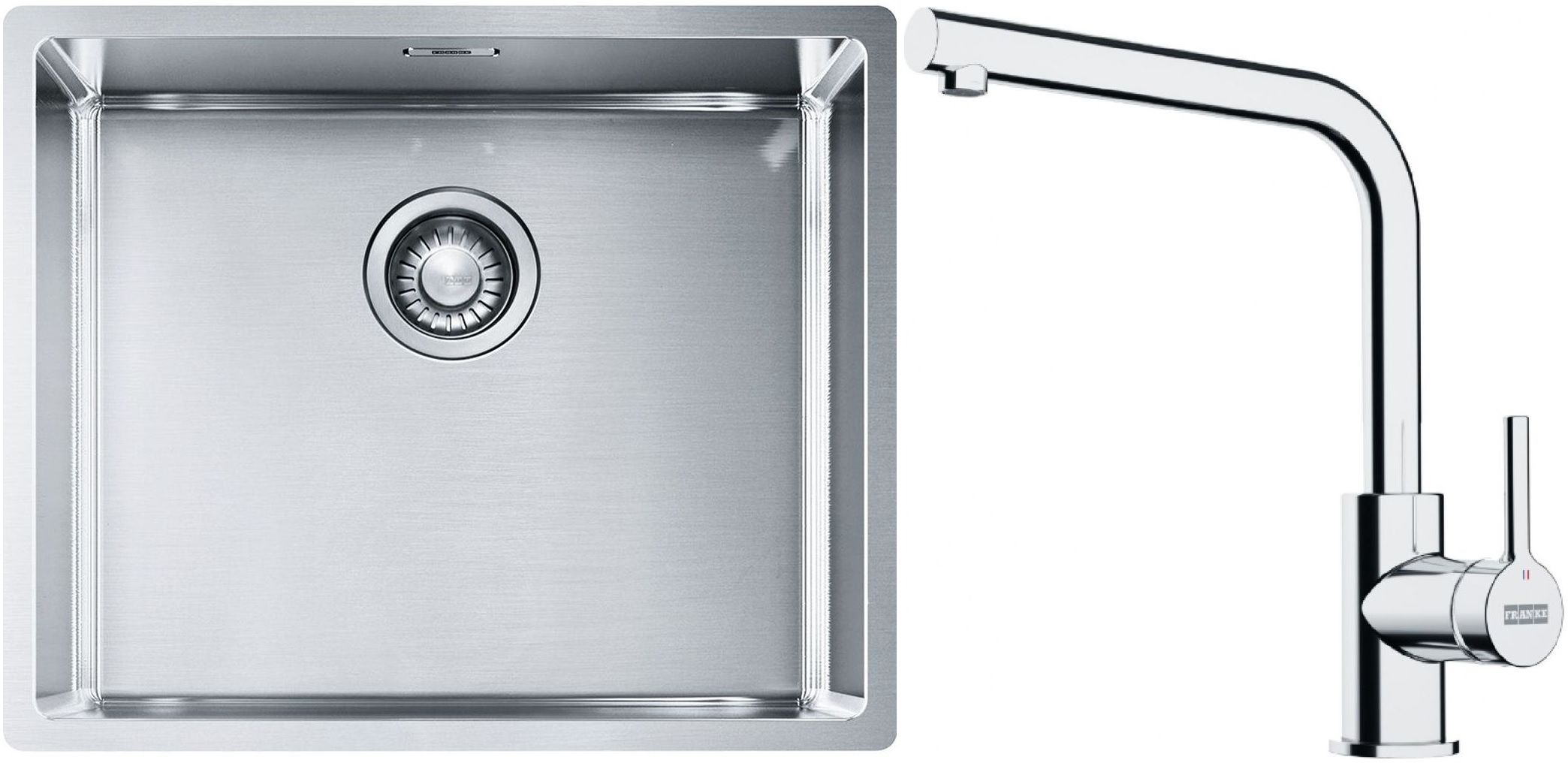 Set évier en acier inoxydable Franke Box 127.0453.656, mitigeur de cuisine Franke Lina 115.0693.230