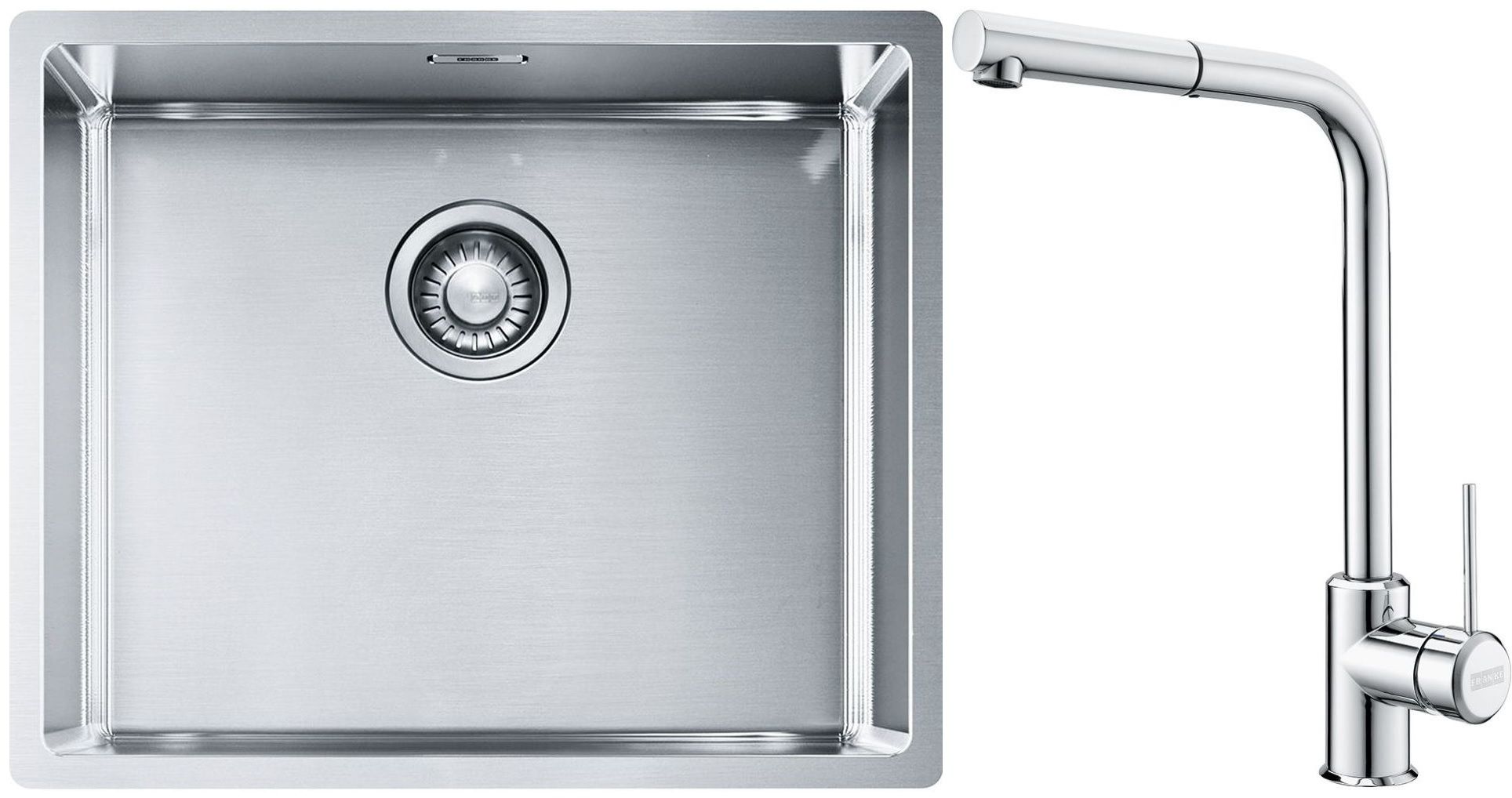 Set évier en acier inoxydable Franke Box 127.0453.656, mitigeur de cuisine Franke Sirius Side 115.0668.280