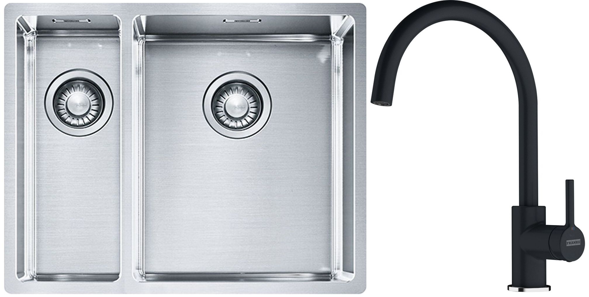 Set évier en acier inoxydable Franke Box 127.0369.916, mitigeur de cuisine Franke Lina 115.0626.019