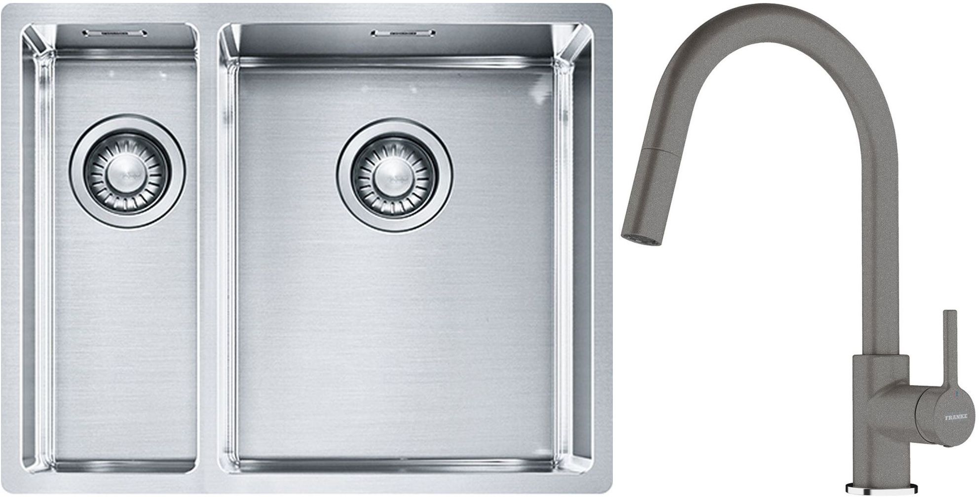 Set évier en acier inoxydable Franke Box 127.0369.916, mitigeur de cuisine Franke Lina 115.0626.057