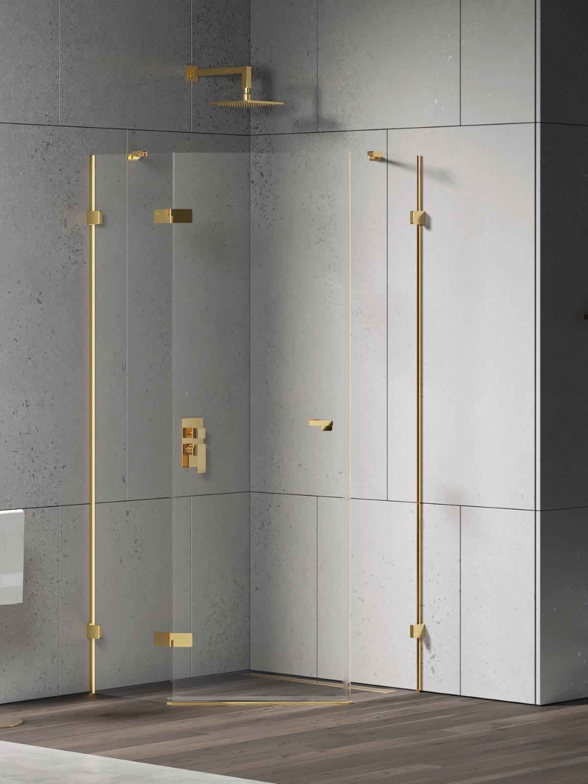 New Trendy Eventa Gold Shine cabine de douche 90x90 cm doré brillant/verre transparent EXK-4834
