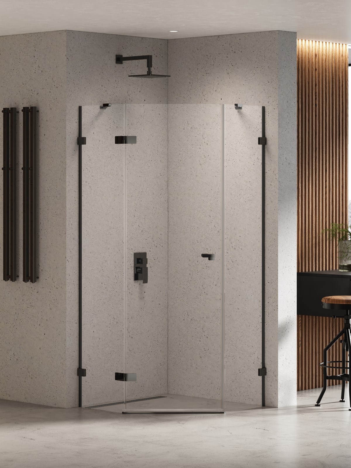 New Trendy Eventa Black Chrome cabine de douche 90x90 cm noir brillant/verre transparent EXK-6290