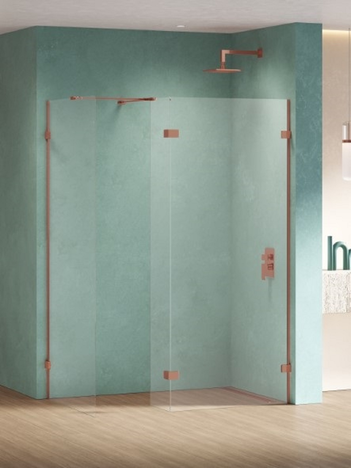 New Trendy Eventa Copper Shine paroi de douche walk-in 110 cm cuivre brillant/verre transparent EXK-6556