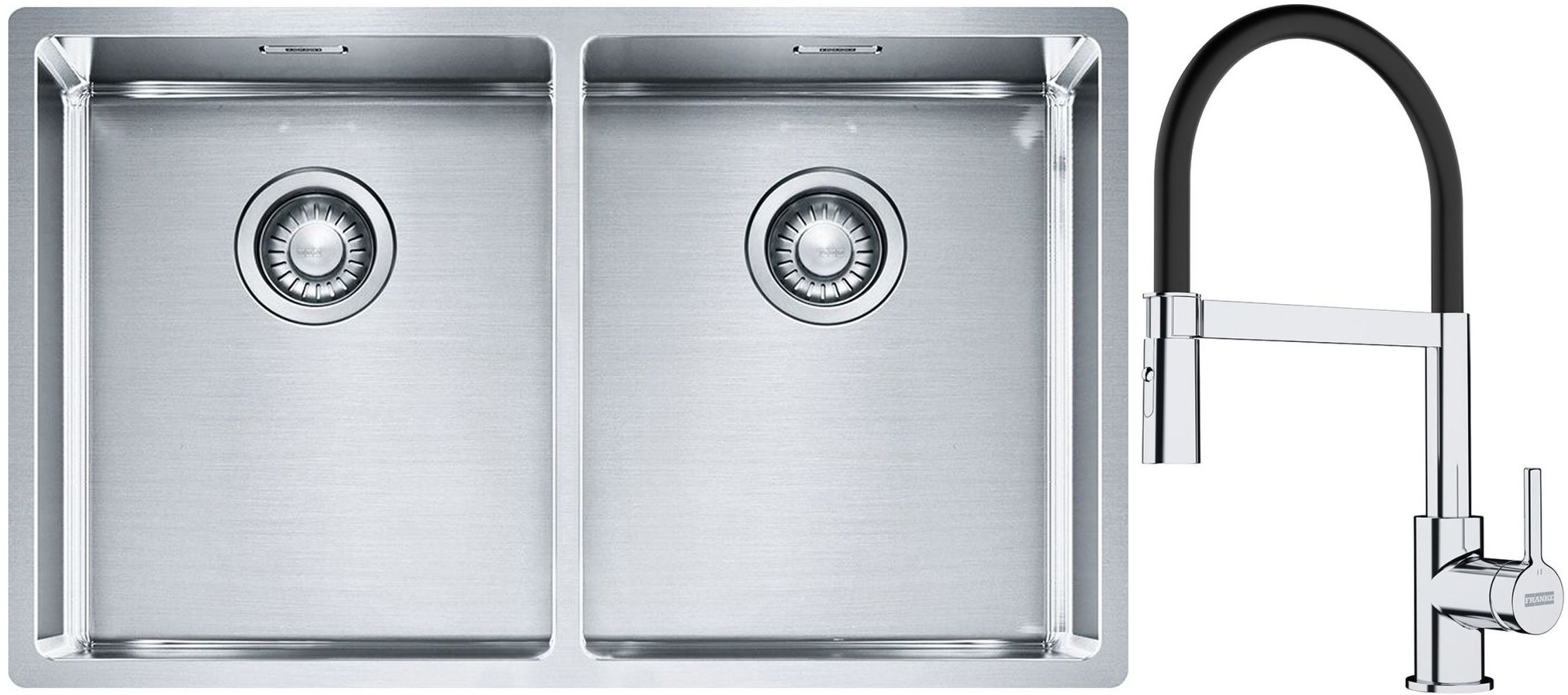 Set évier en acier inoxydable Franke Box 127.0370.188, mitigeur de cuisine Franke Lina 115.0626.085