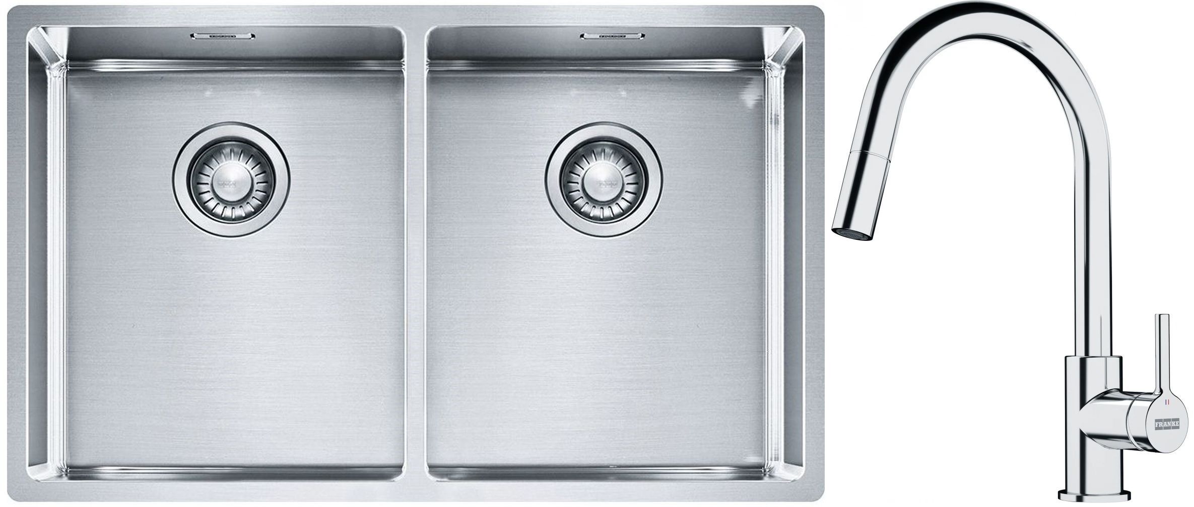 Set évier en acier inoxydable Franke Box 127.0370.188, mitigeur de cuisine Franke Lina 115.0693.229