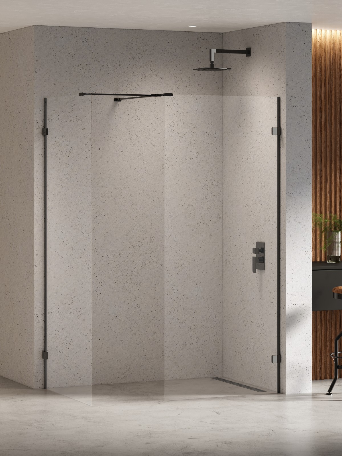 New Trendy Eventa Black Chrome kabina prysznicowa walk-in 140x80 cm czarny chrom połysk/szkło przezroczyste EXK-6339