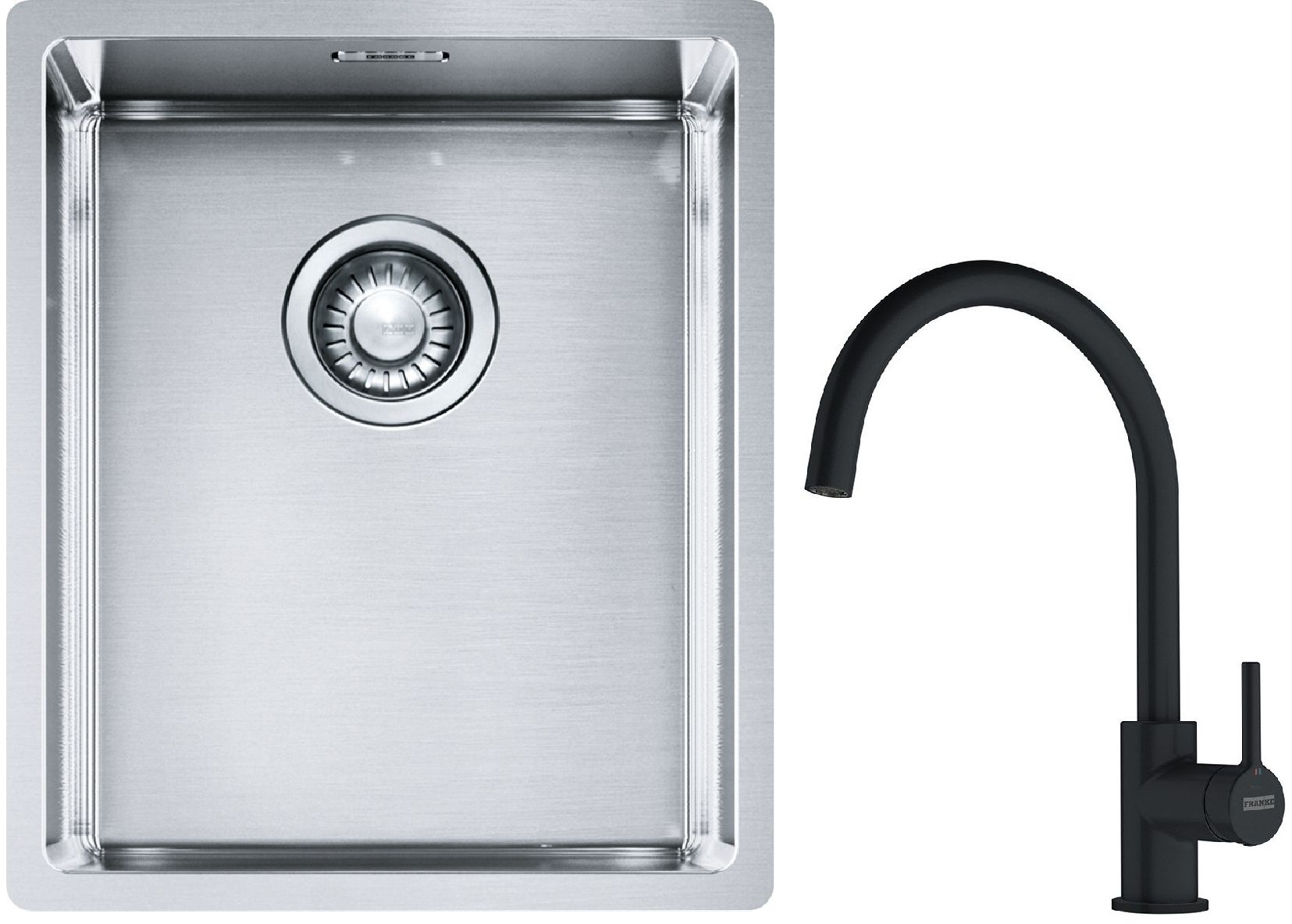 Set évier en acier inoxydable Franke Box 127.0453.653, mitigeur de cuisine Franke Lina 115.0626.019