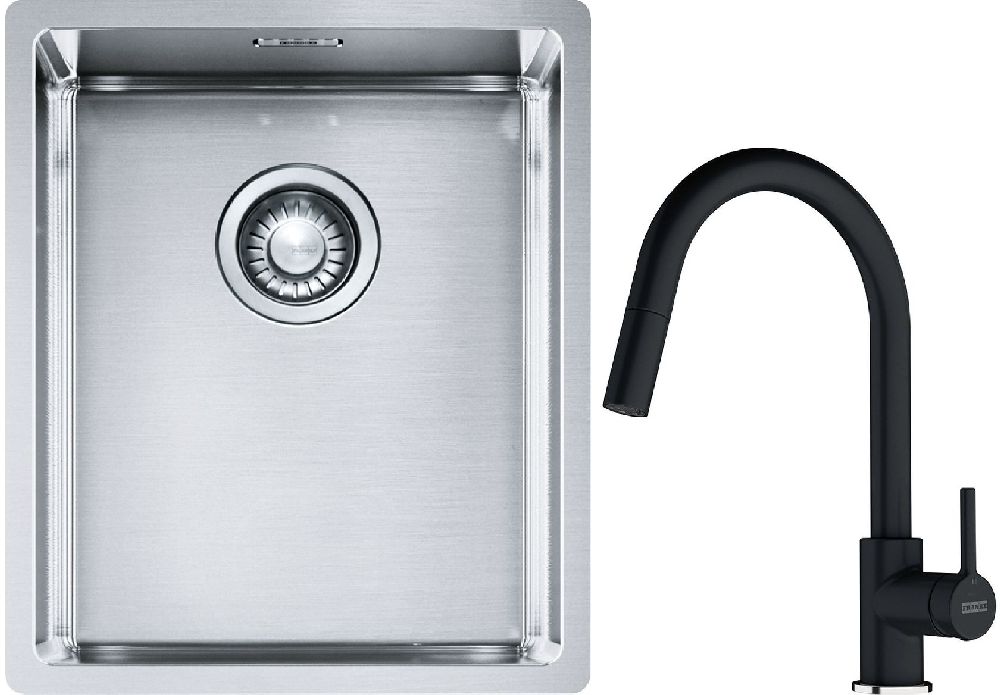 Set évier en acier inoxydable Franke Box 127.0453.653, mitigeur de cuisine Franke Lina 115.0626.055