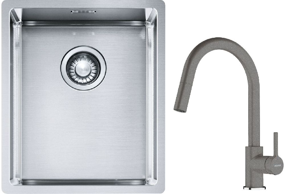 Set évier en acier inoxydable Franke Box 127.0453.653, mitigeur de cuisine Franke Lina 115.0626.057