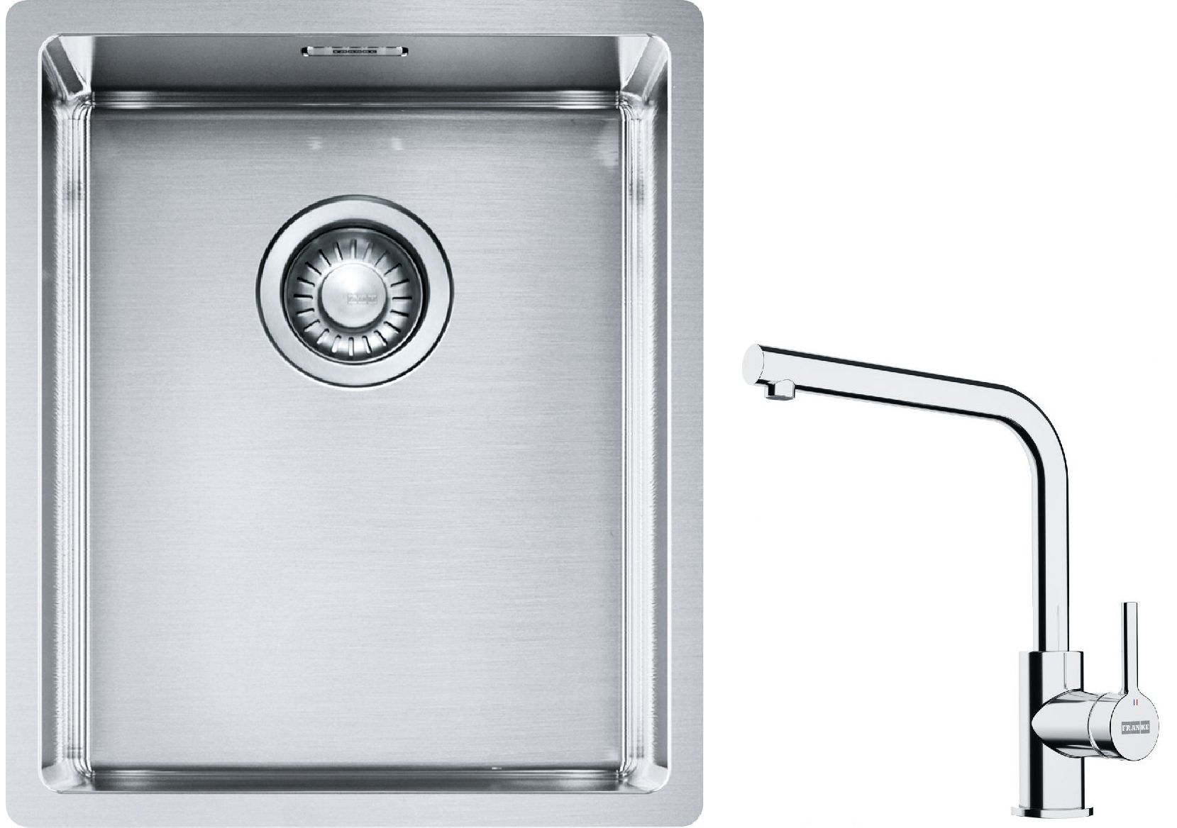 Set évier en acier inoxydable Franke Box 127.0453.653, mitigeur de cuisine Franke Lina 115.0693.230
