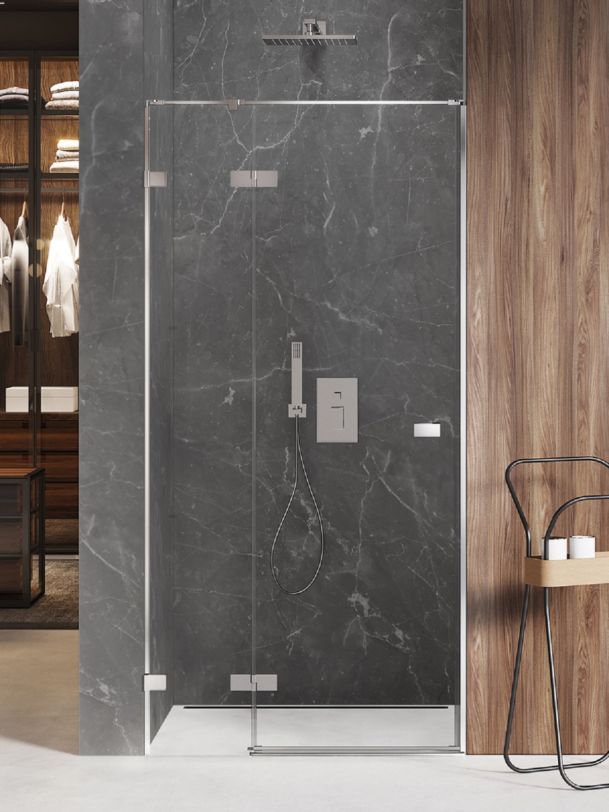 New Trendy Avexa porte de douche 100 cm à ouverture basculante chrome brillant/verre transparent EXK-1445
