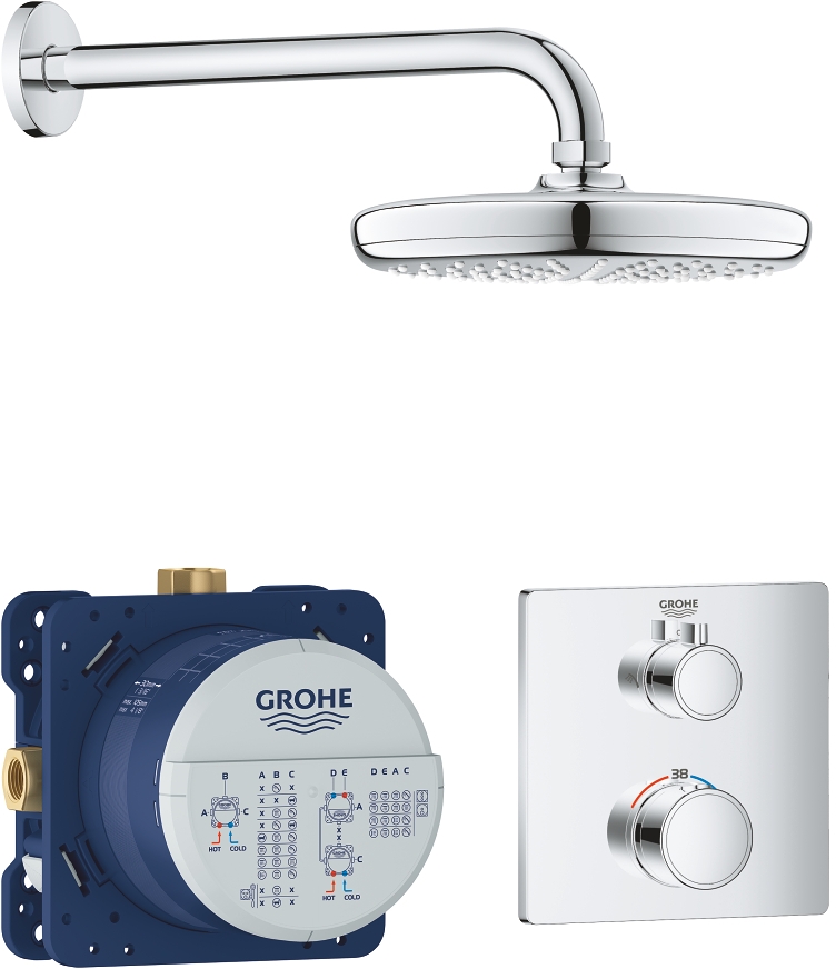 Grohe Grohtherm kit baignoire-douche encastré avec thermostat oui chrome 34728000