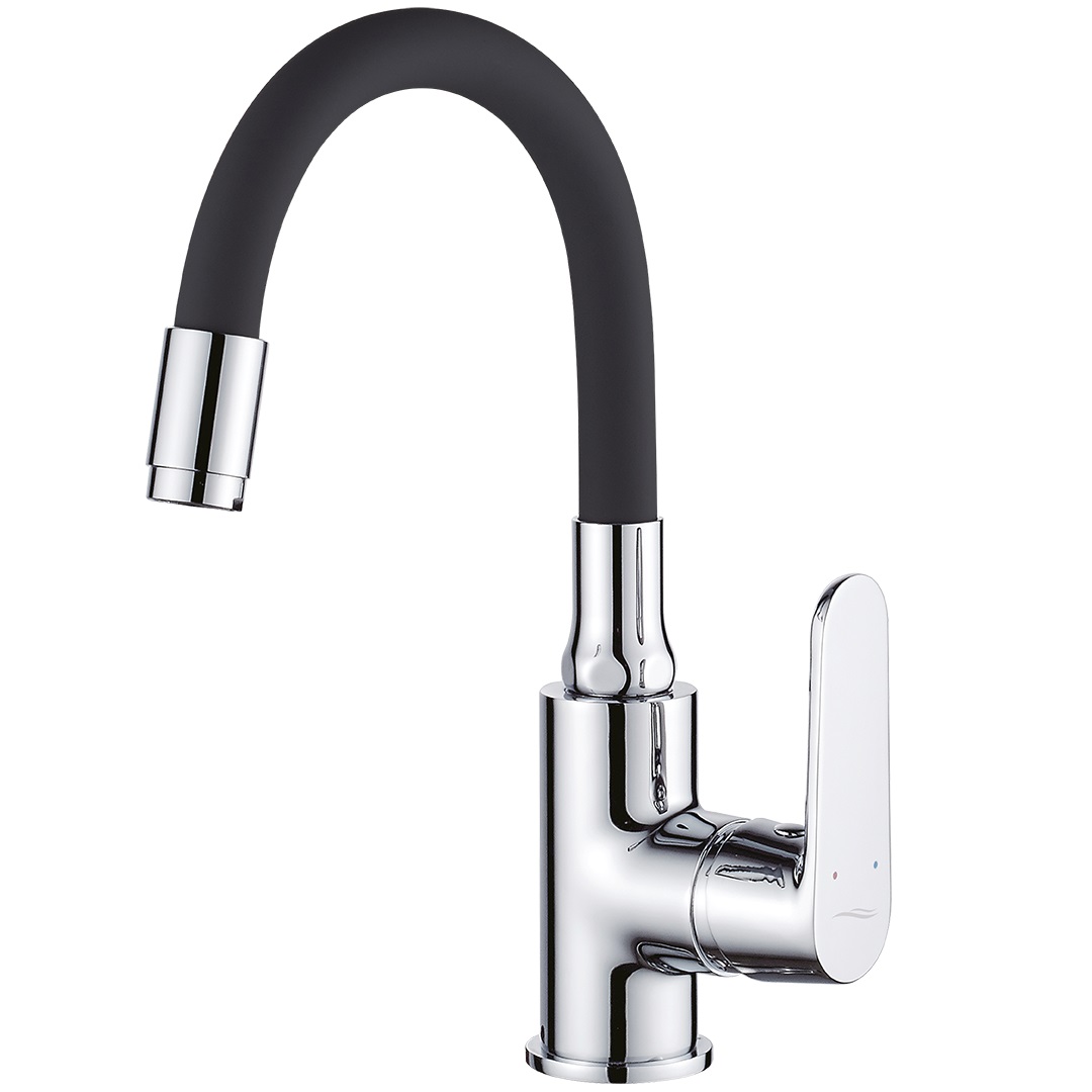 Kuchinox Dima mitigeur de lavabo sur pied chrome-noir BQD_021B
