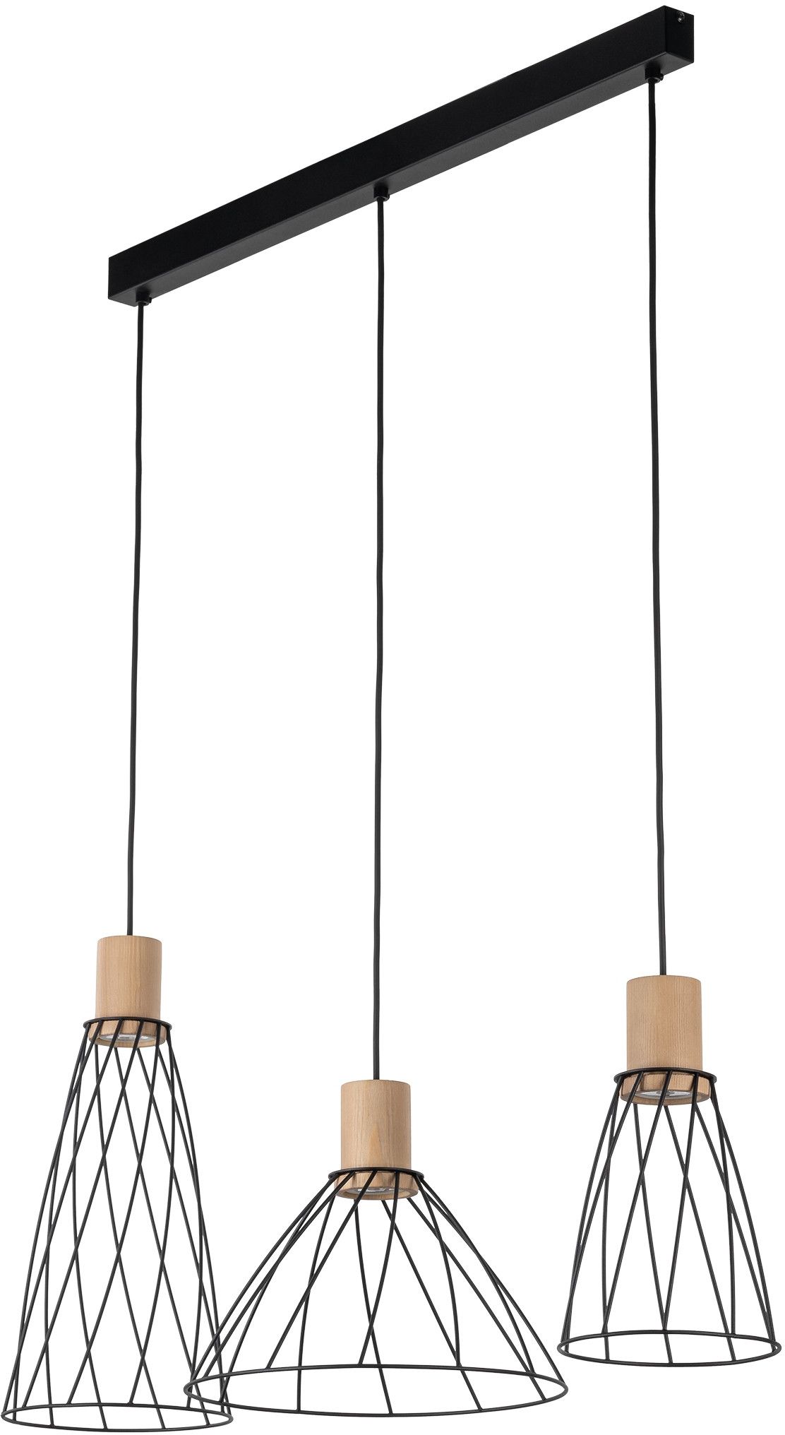 TK Lighting Modesto lampe suspendue 3x10 W noir-bois 10158