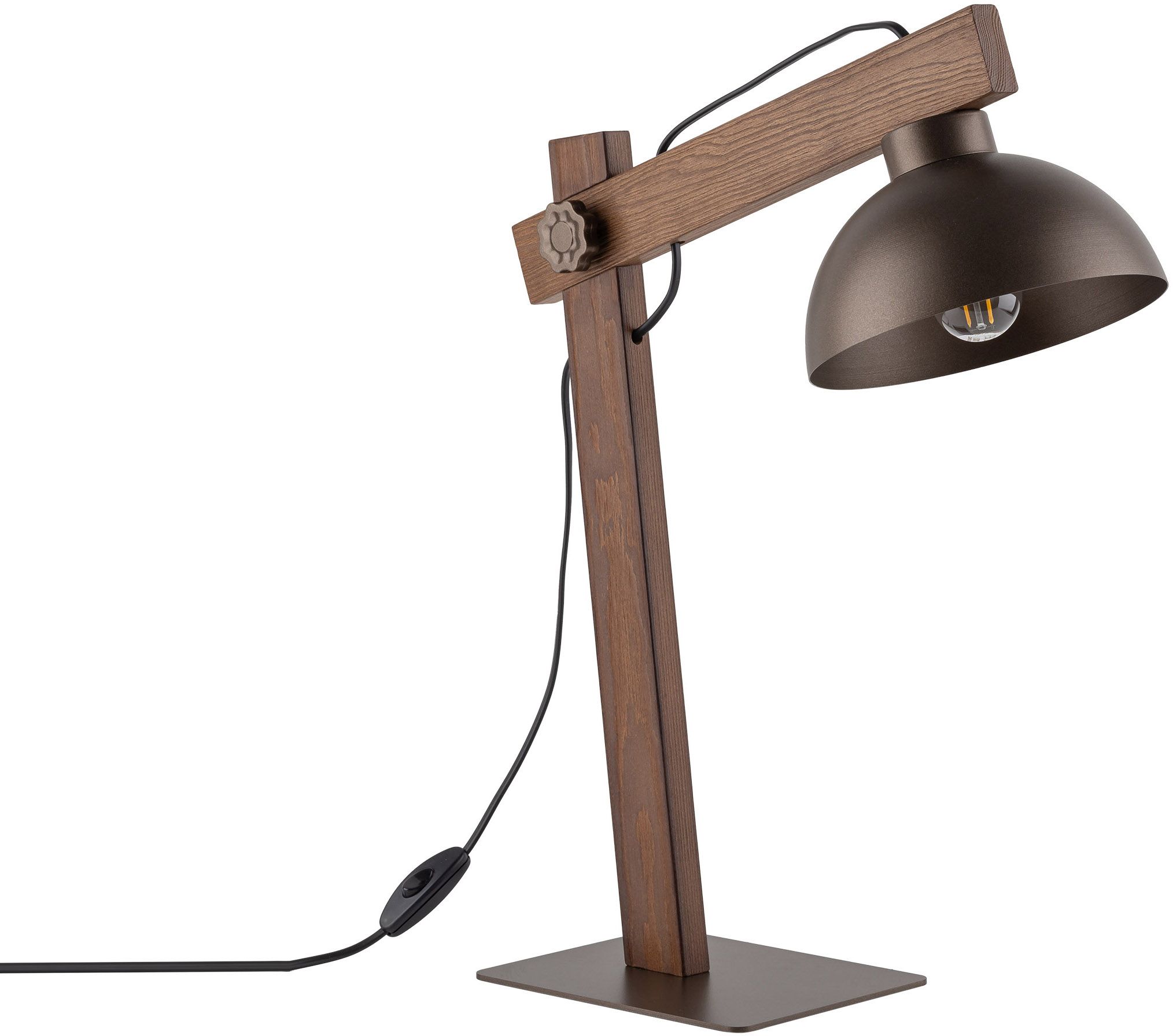 TK Lighting Oslo lampe de bureau 1x15 W bois-marron 5788