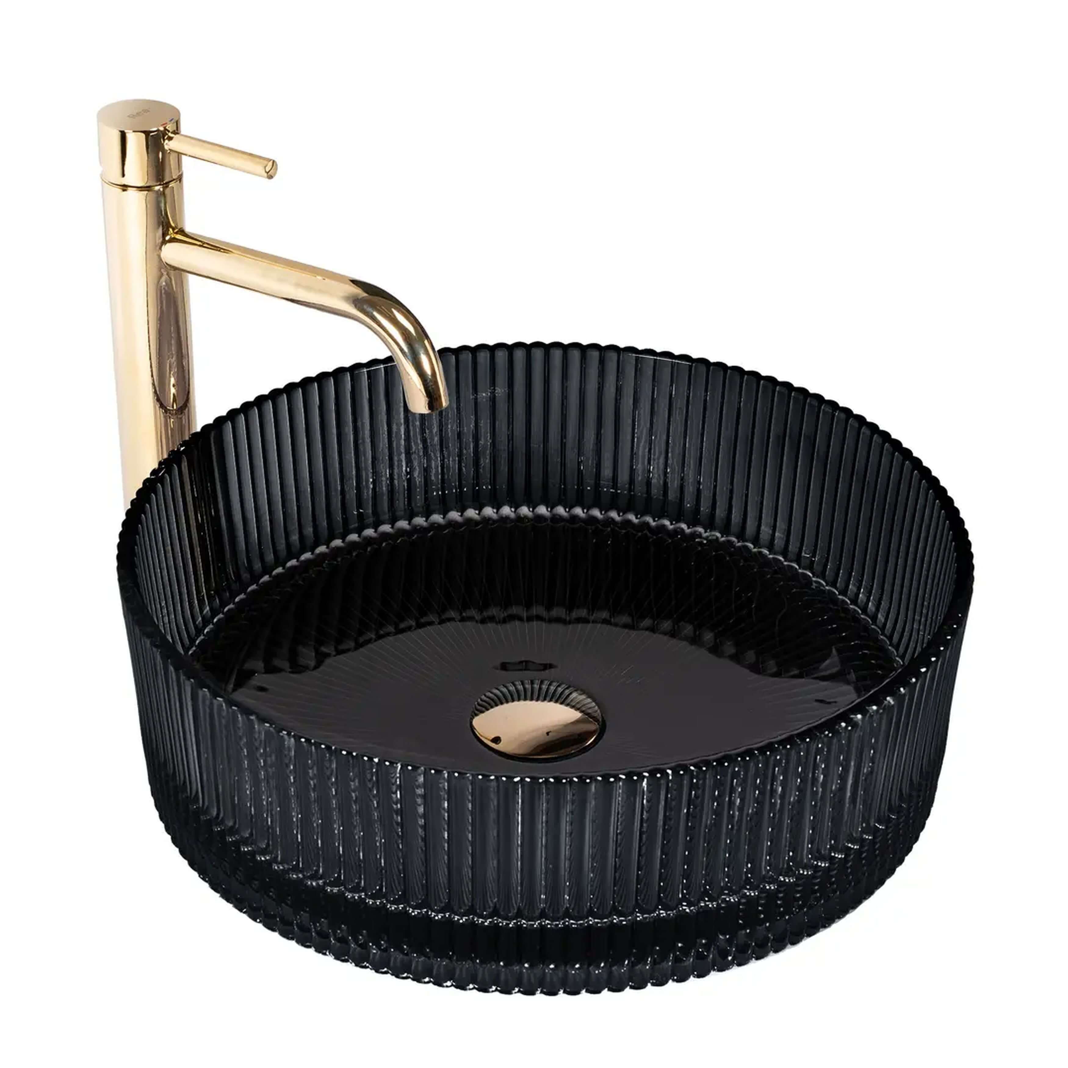 Rea Ingrid lavabo 39.5x39.5 cm ronde à poser noir brillant REA-U6800
