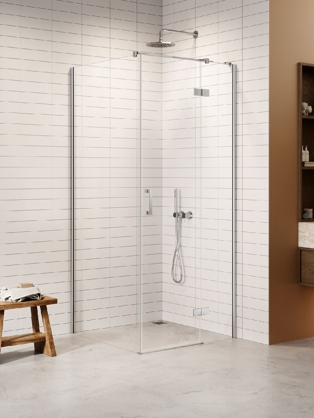 New Trendy Nesta cabine de douche 90x90 cm carrée chrome brillant/verre transparent K-3604