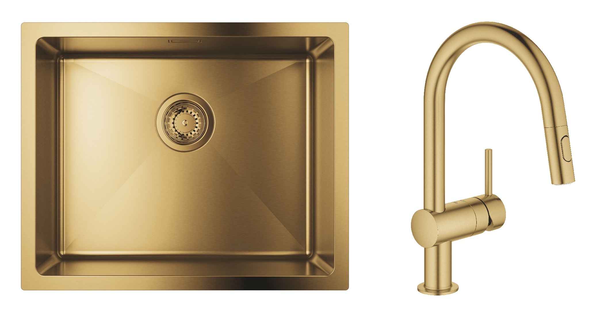 Set évier en acier inoxydable Grohe K700 31574GN1, mitigeur de cuisine Grohe Minta 32321GN2
