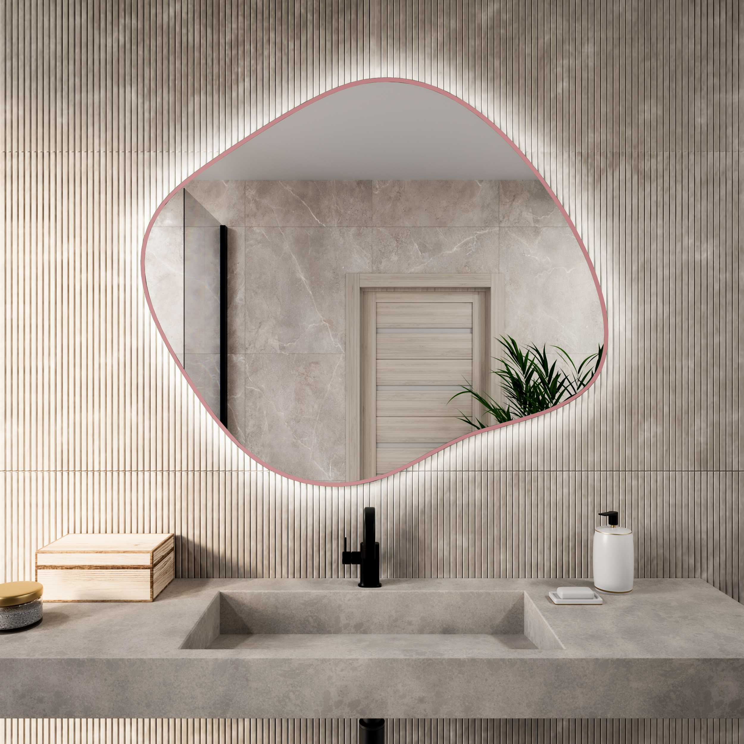 Baltica Design Bright Stain III miroir 70x60 cm avec éclairage rose 5904107932033