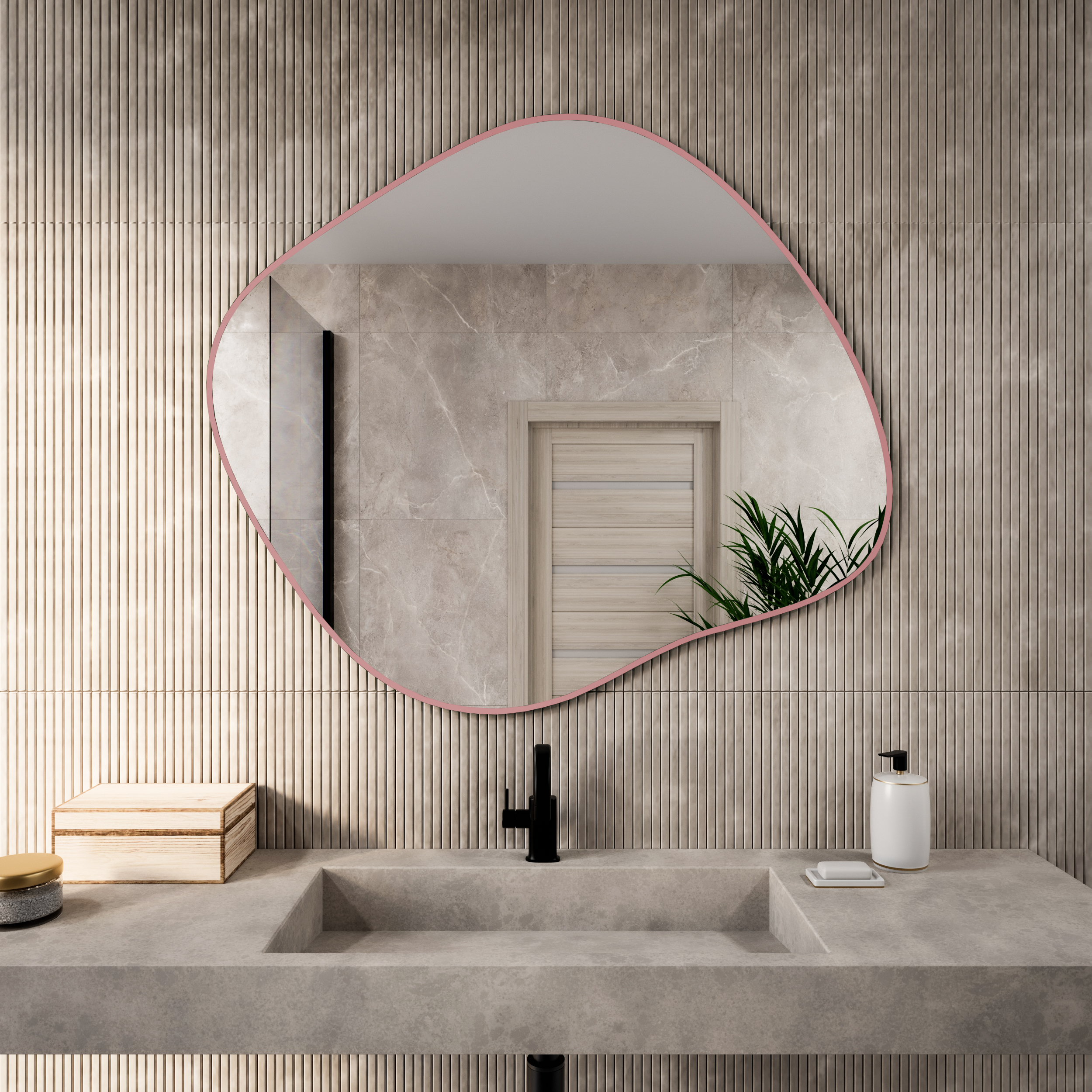 Baltica Design Tiny Border Stain III miroir 100x86 cm rose 5904107931838