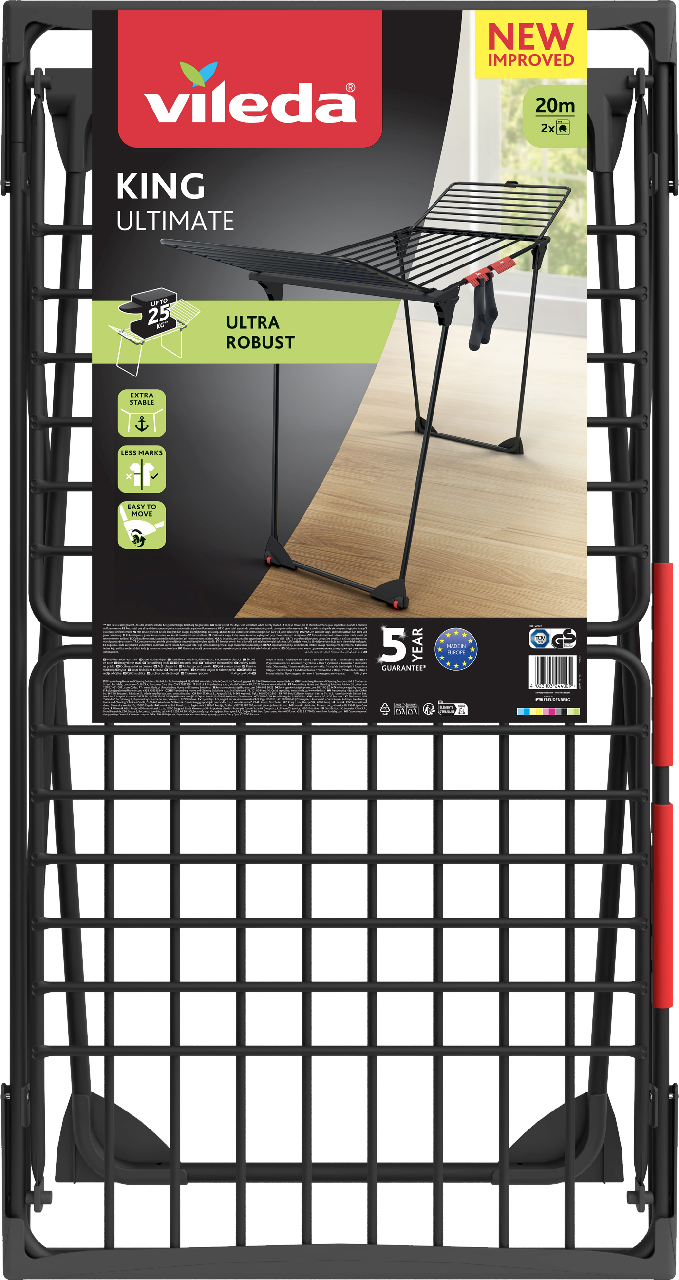 Vileda King ​Ultimate​ séchoir à linge sur pied 174096