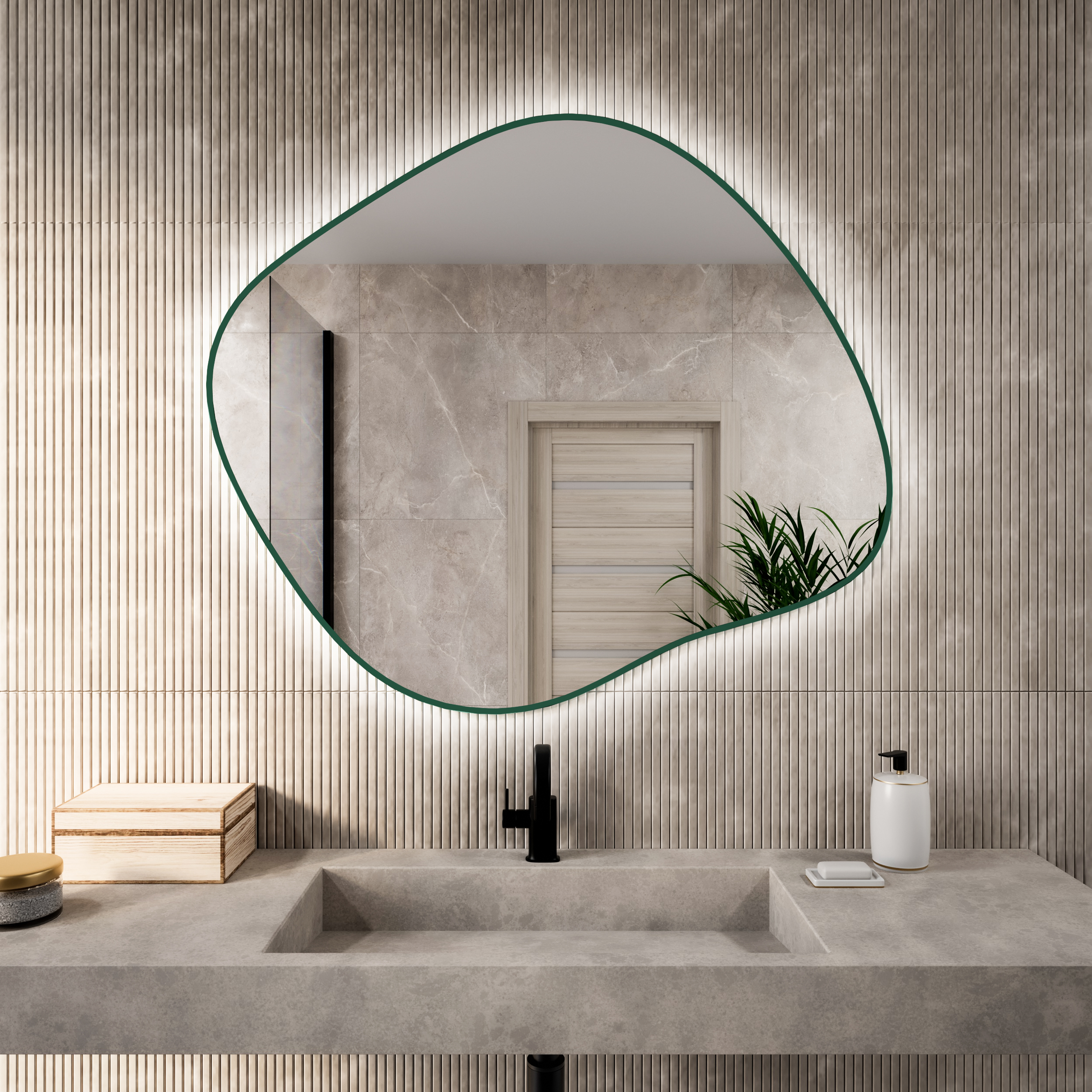 Baltica Design Bright Stain III miroir 60x52 cm avec éclairage vert 5904107932378