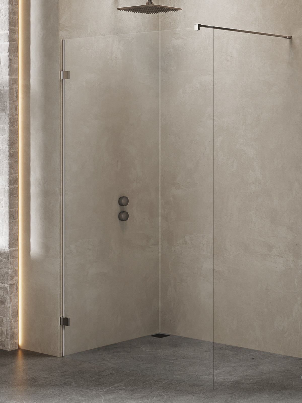 New Trendy Avexa Gunmetal Brushed paroi de douche walk-in 100 cm gris canon brossé/verre transparent EXK-7093